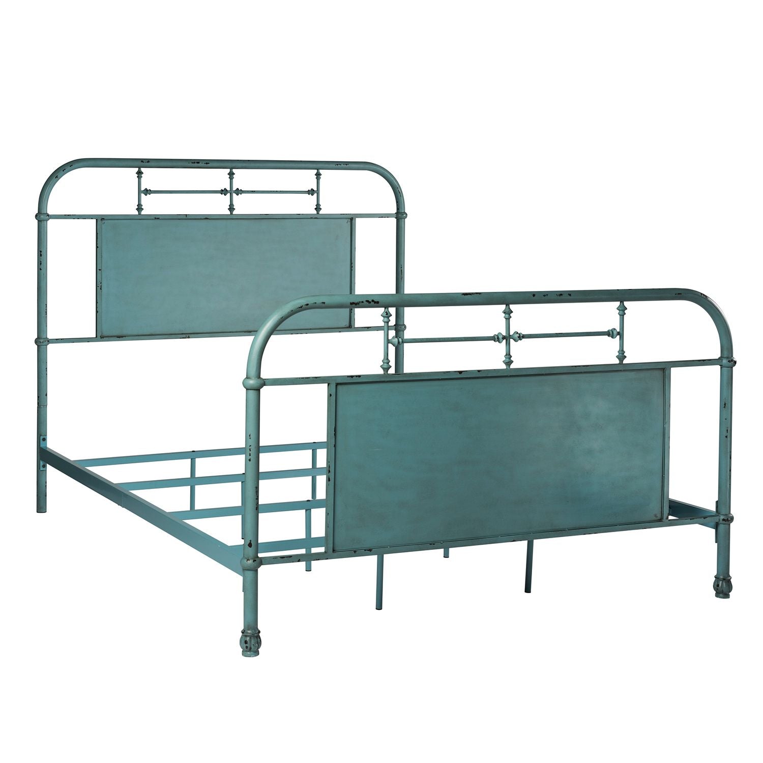 Abidin King Metal Bed - Blue