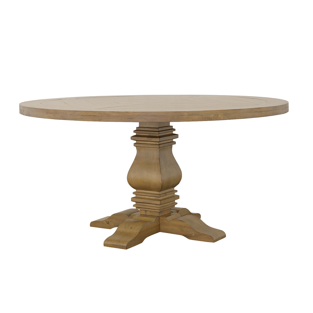 Florence Round Pedestal Dining Table Rustic Smoke