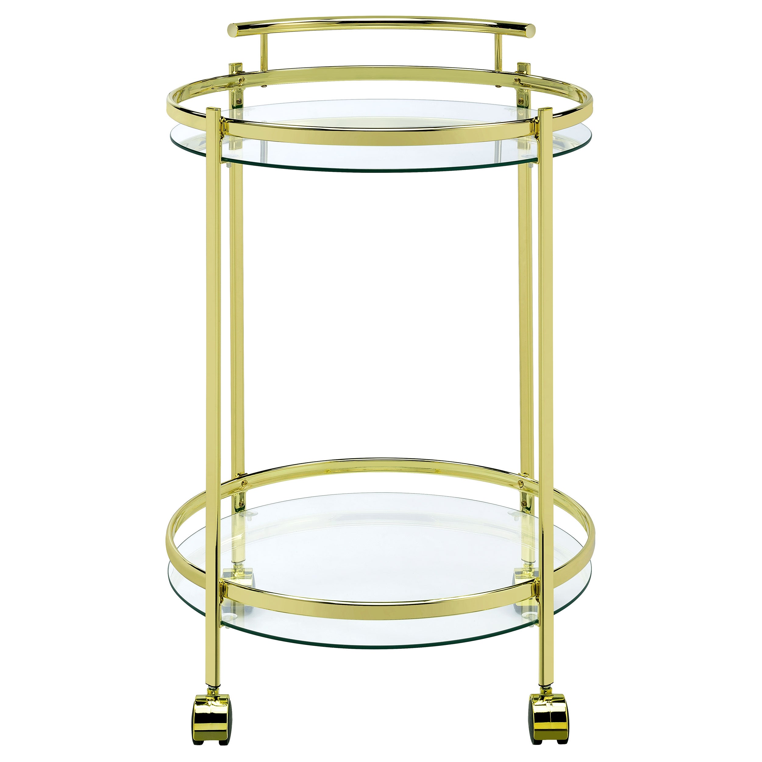 Chrissy 2-tier Round Glass Bar Cart Brass