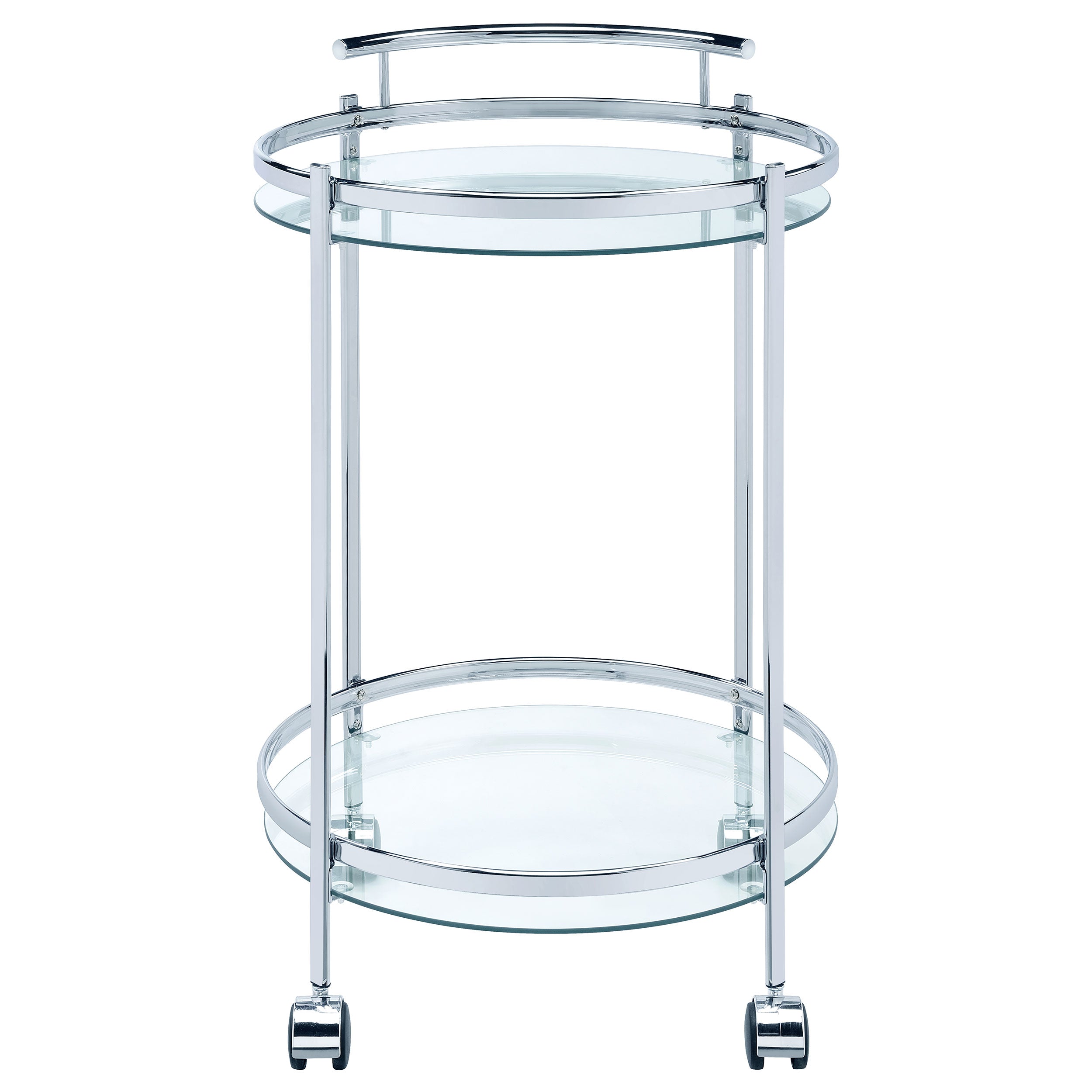 Chrissy 2-tier Round Glass Bar Cart Chrome