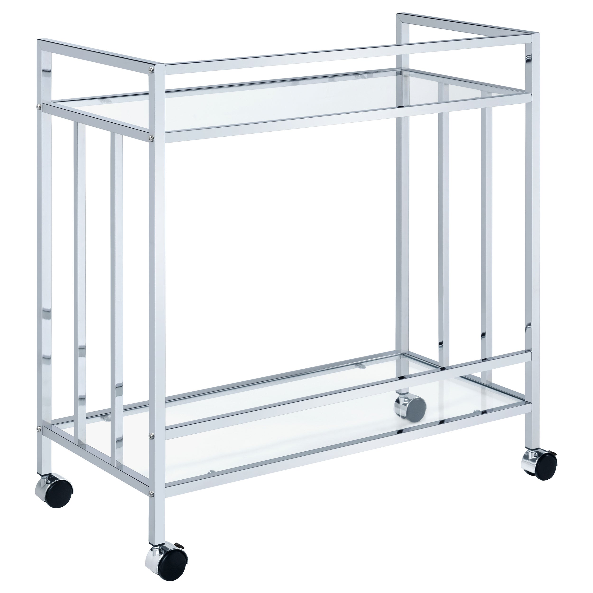 Cara Rectangular Glass Bar Cart Chrome