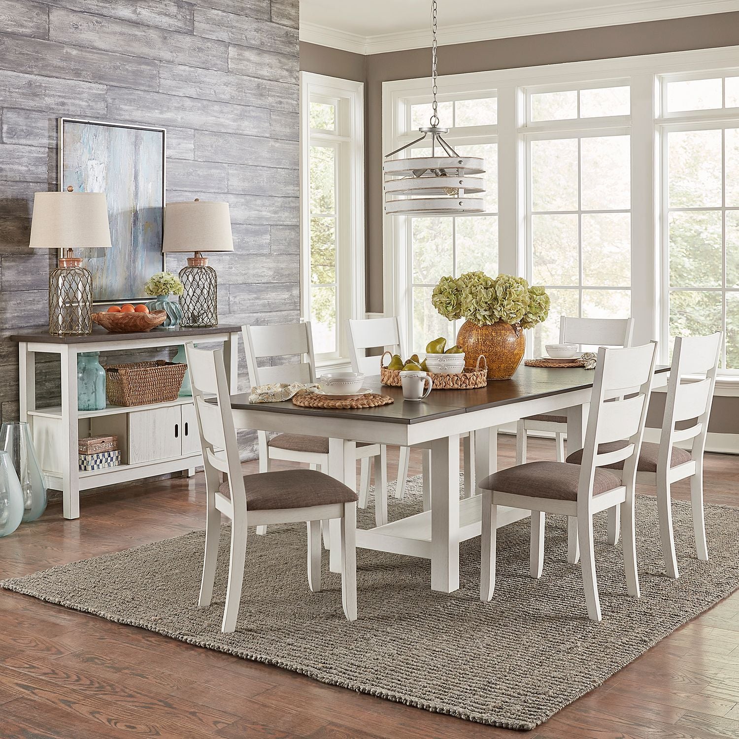 Caterin Optional 7 Piece Trestle Dining Table Set