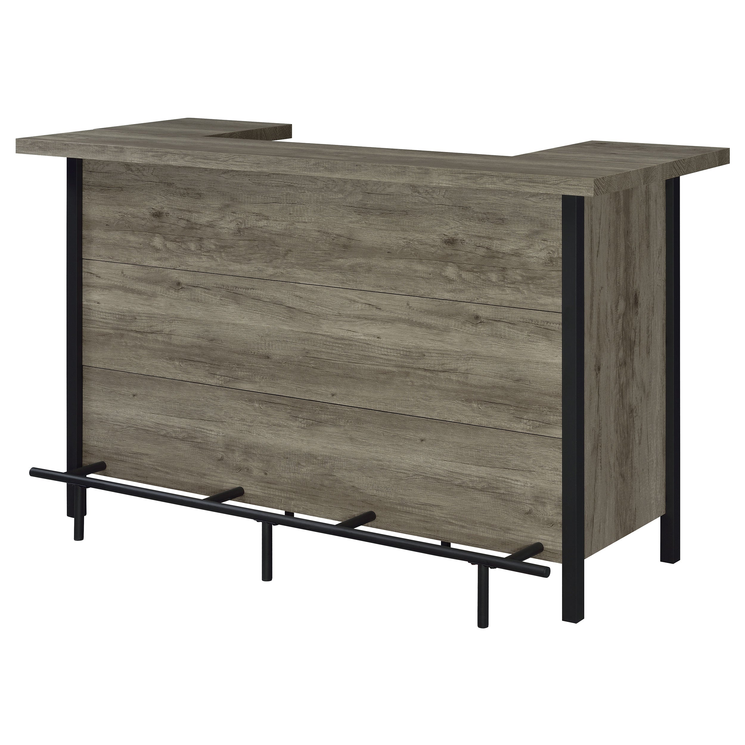 Bellemore Bar Unit with Footrest Grey Driftwood and Black