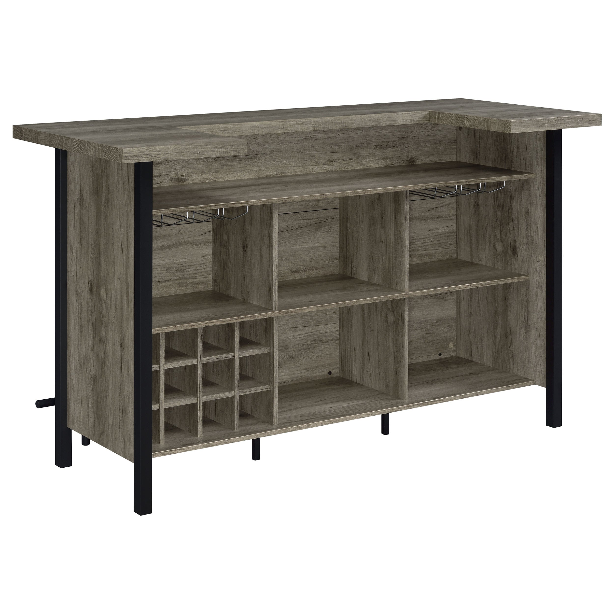 Bellemore Bar Unit with Footrest Grey Driftwood and Black