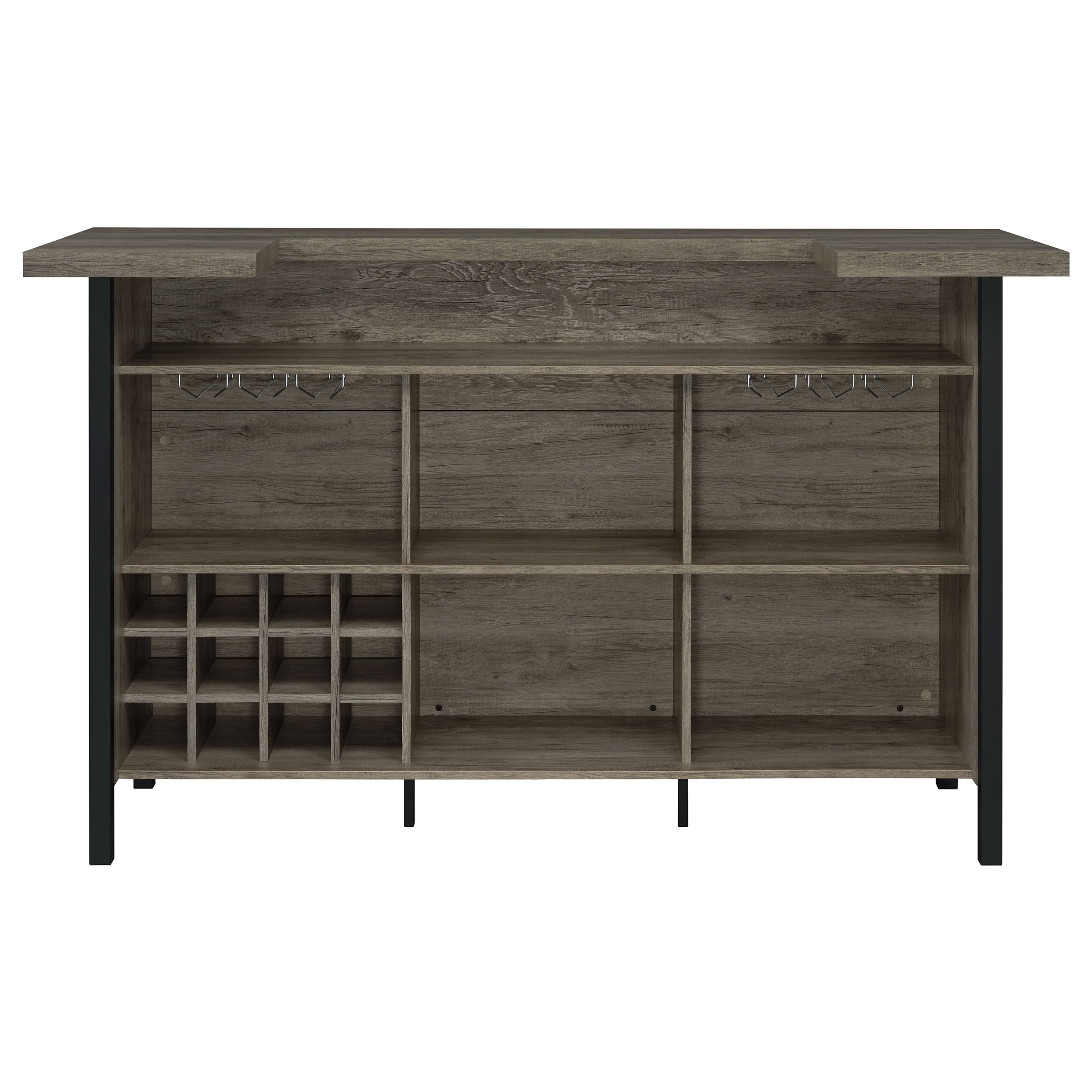 Bellemore Bar Unit with Footrest Grey Driftwood and Black