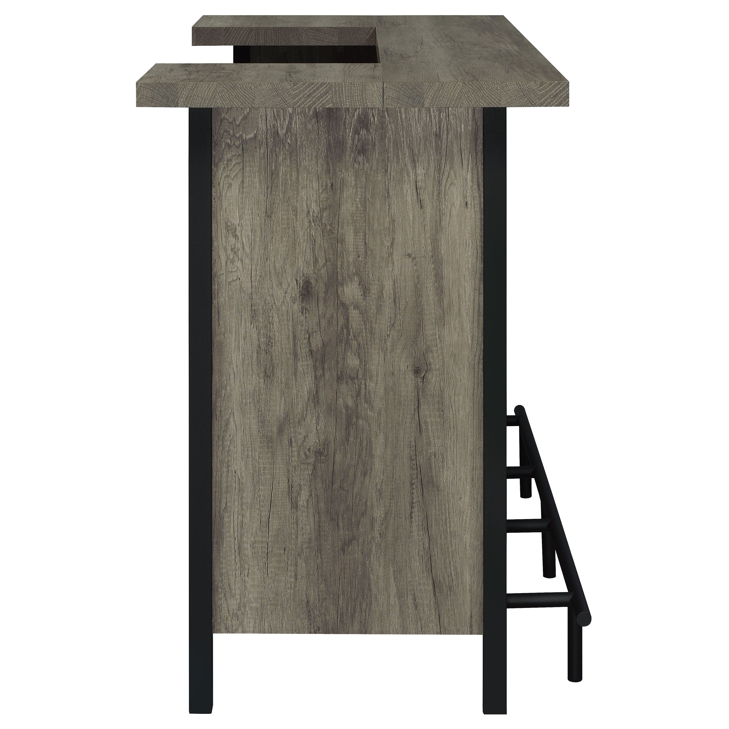 Bellemore Bar Unit with Footrest Grey Driftwood and Black