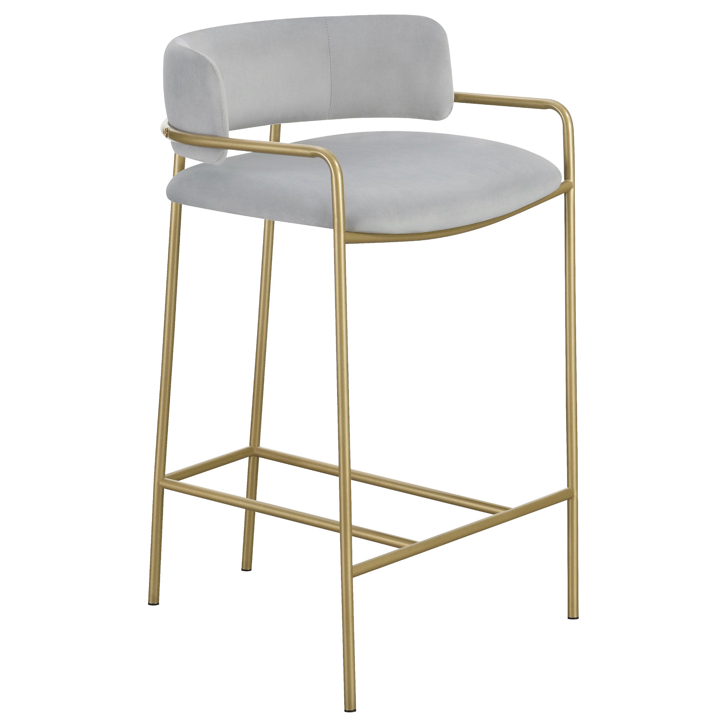 Comstock Upholstered Low Back Stool Grey and Gold Counter Stool