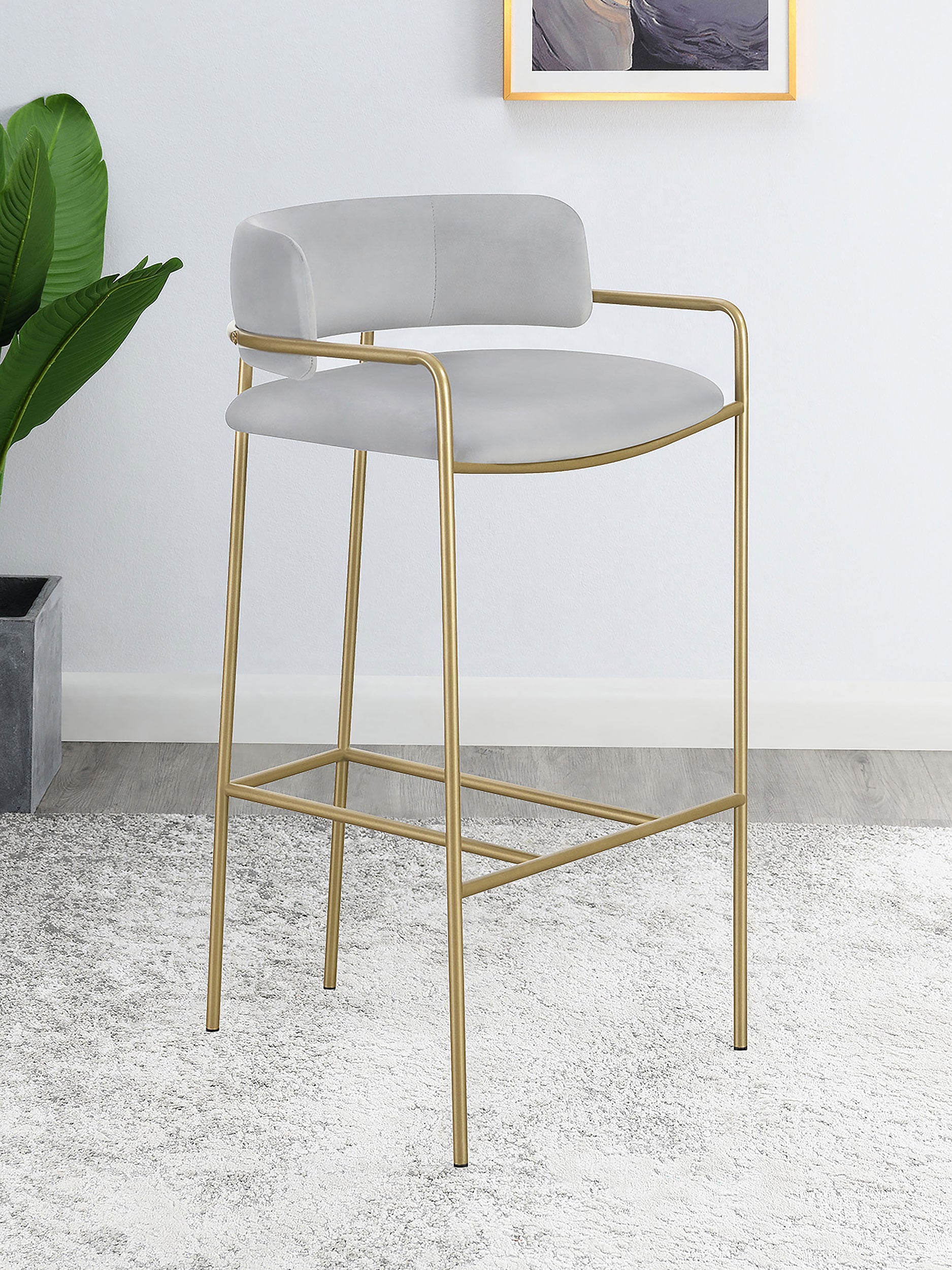 Comstock Upholstered Low Back Stool Grey and Gold Bar Stool