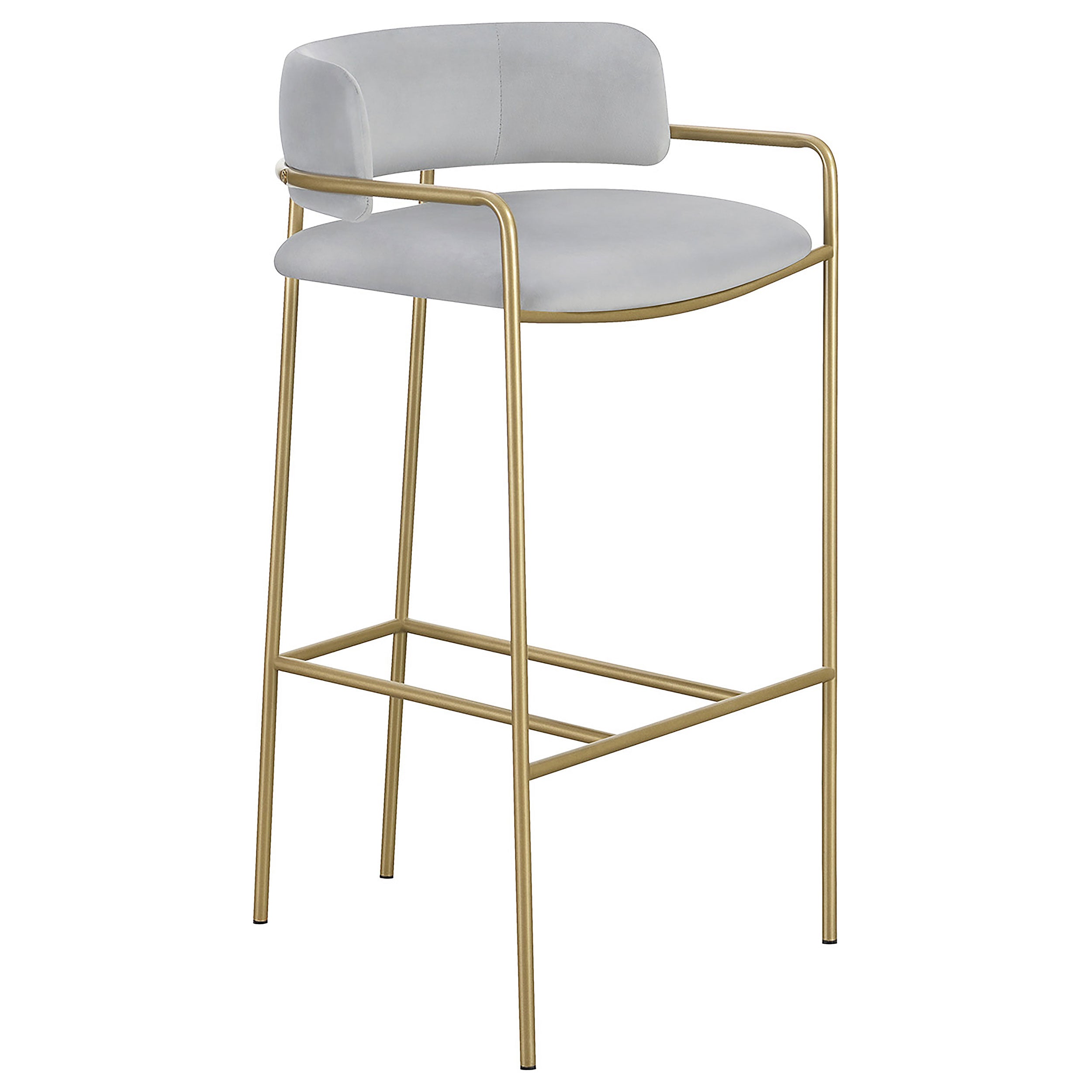 Comstock Upholstered Low Back Stool Grey and Gold Bar Stool