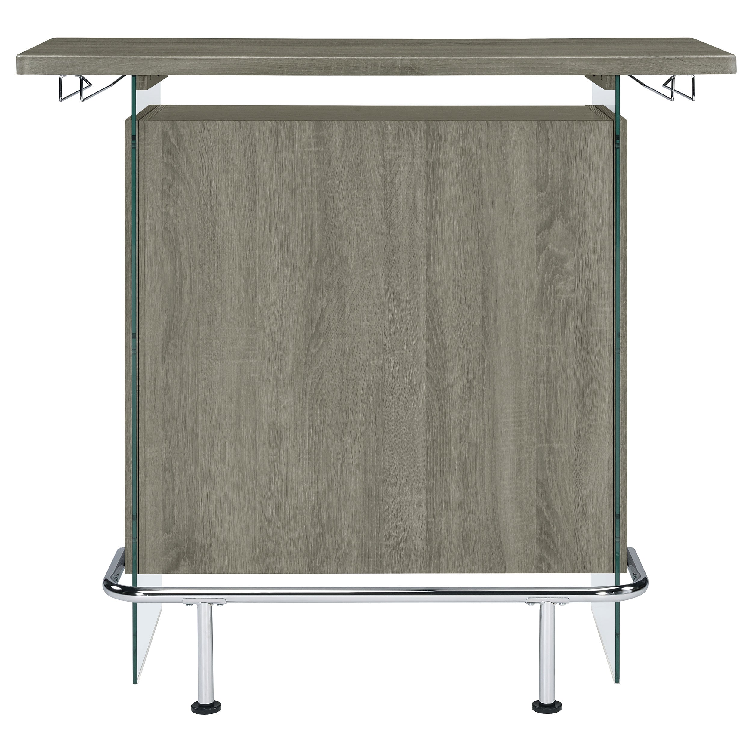 Acosta Rectangular Bar Unit with Footrest and Glass Side Panels Home Bar Grey