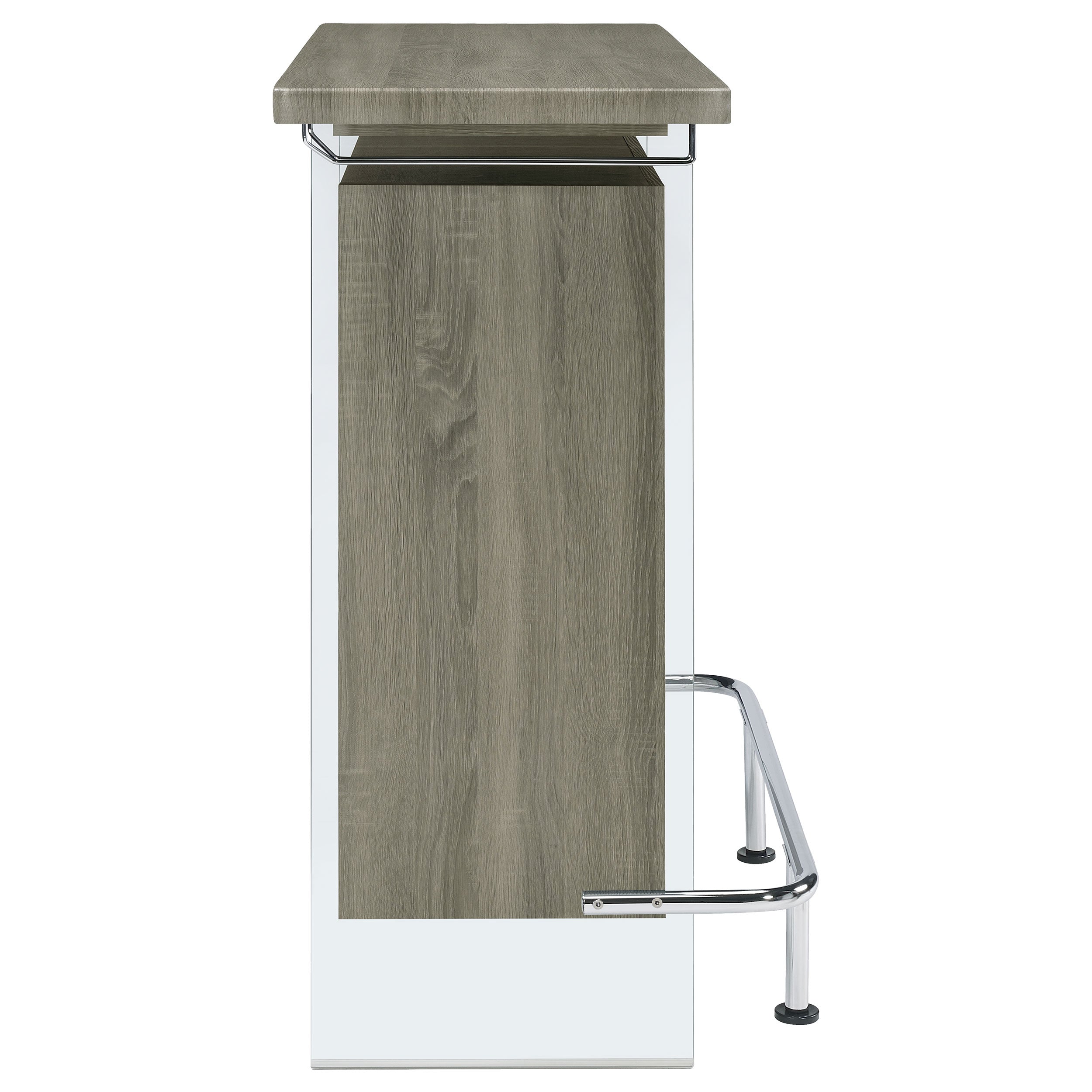 Acosta Rectangular Bar Unit with Footrest and Glass Side Panels Home Bar Grey