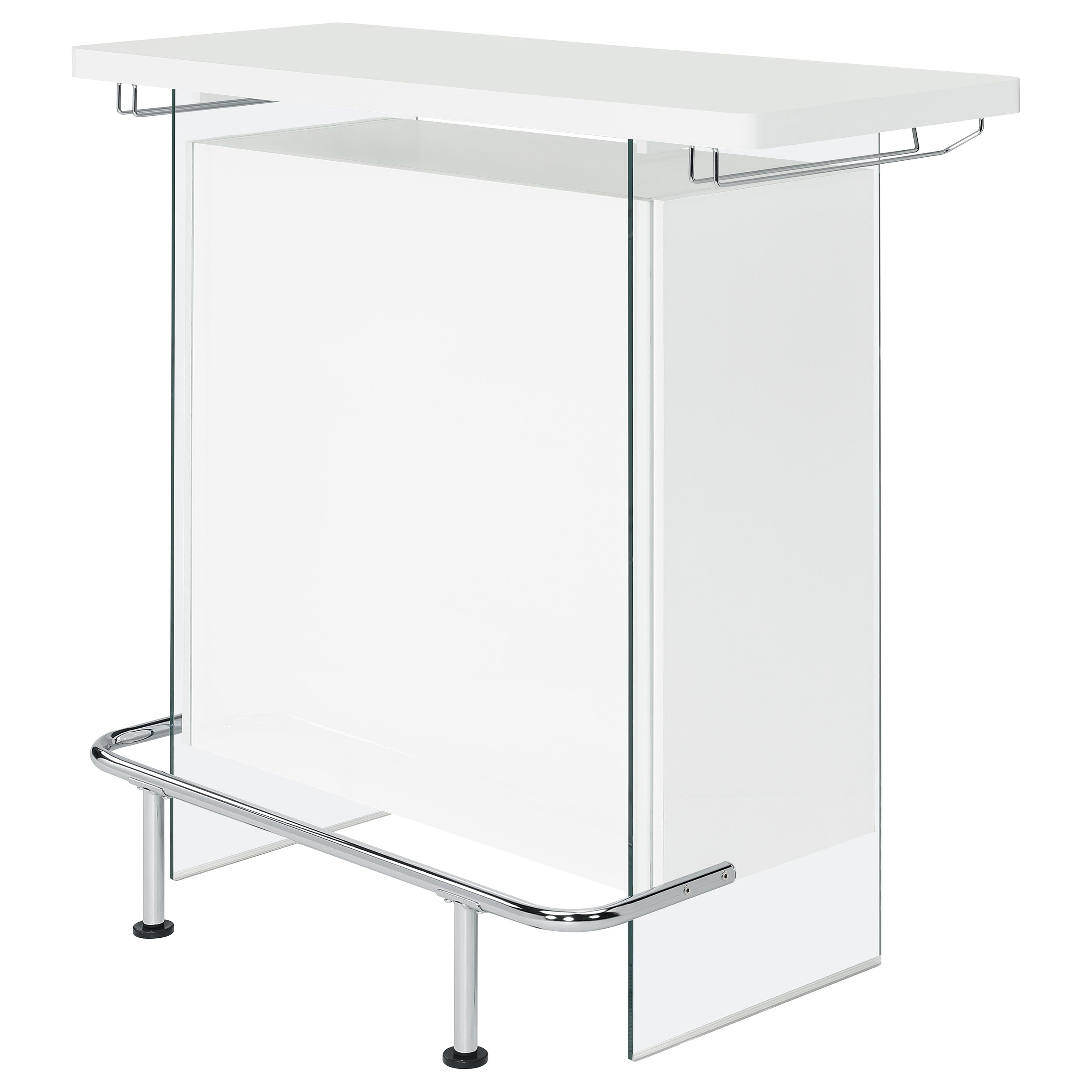 Acosta Rectangular Bar Unit with Footrest and Glass Side Panels Home Bar White