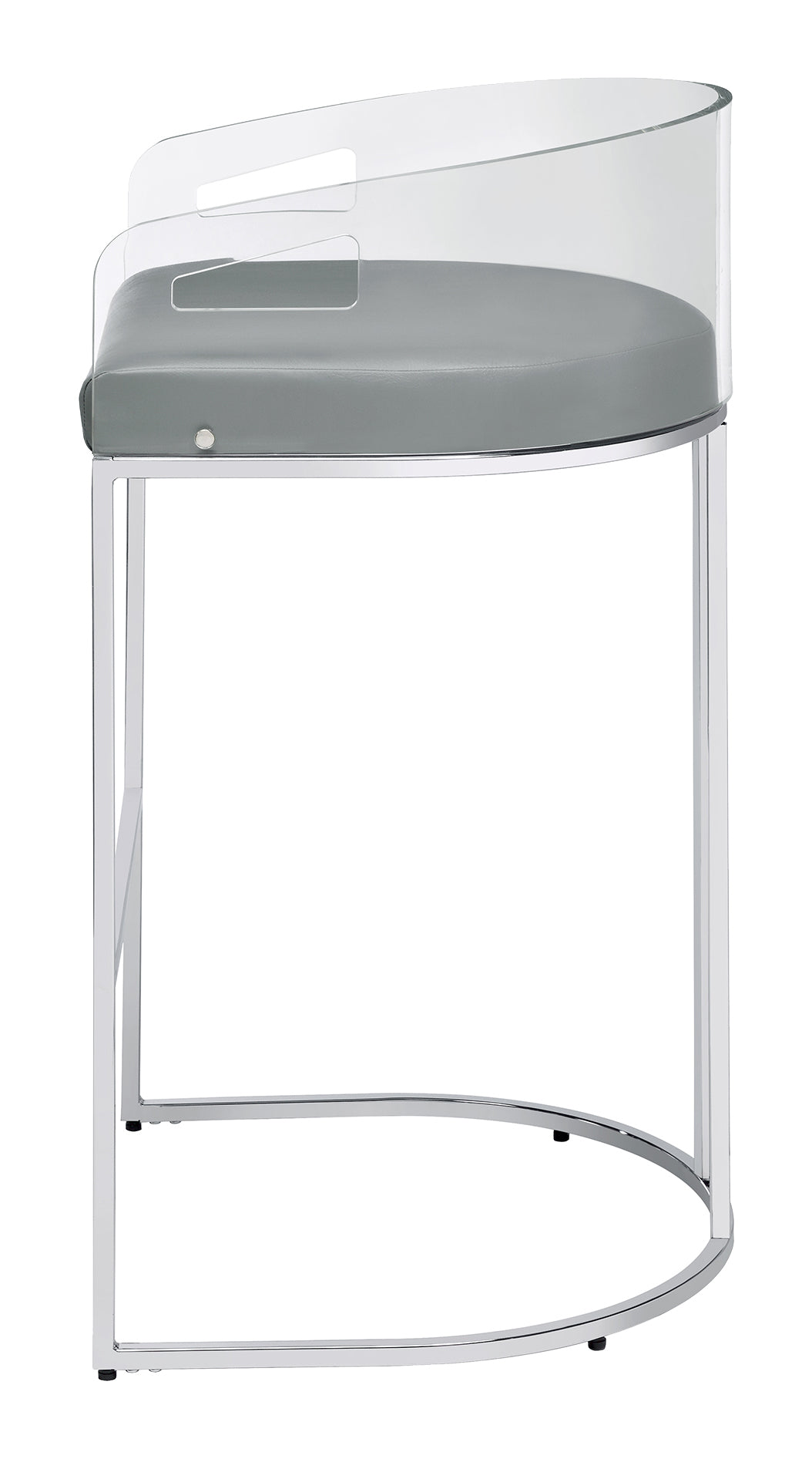 Thermosolis Acrylic Back Bar Stools Grey and Chrome (Set of 2)