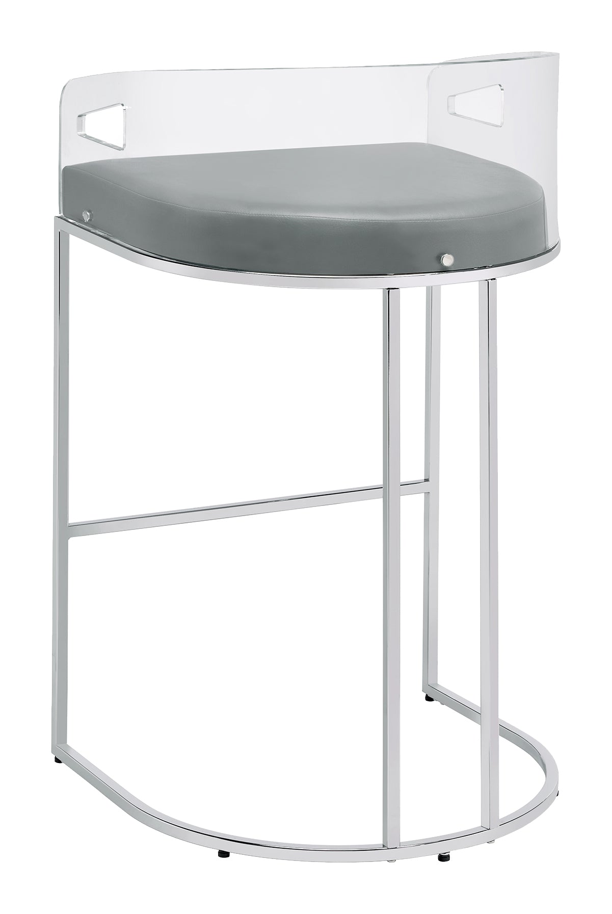 Thermosolis Acrylic Back Bar Stools Grey and Chrome (Set of 2)