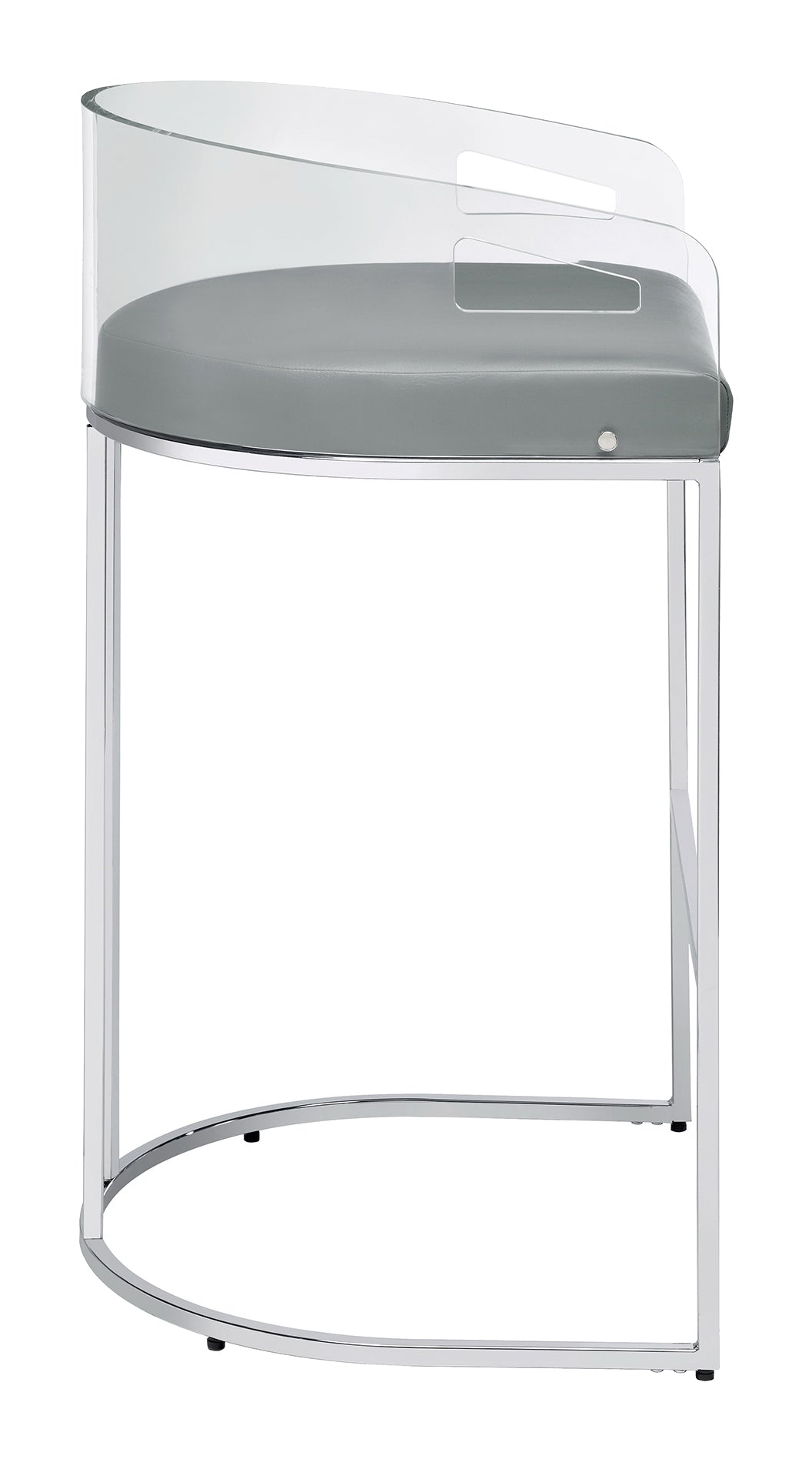 Thermosolis Acrylic Back Bar Stools Grey and Chrome (Set of 2)