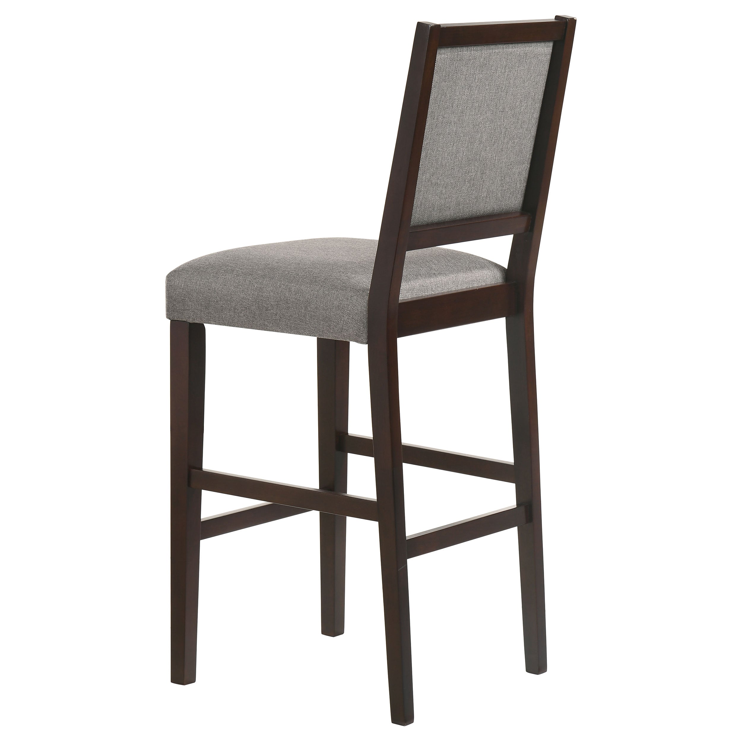 Bedford Upholstered Open Back Bar Stools with Footrest (Set of 2) Grey and Espresso