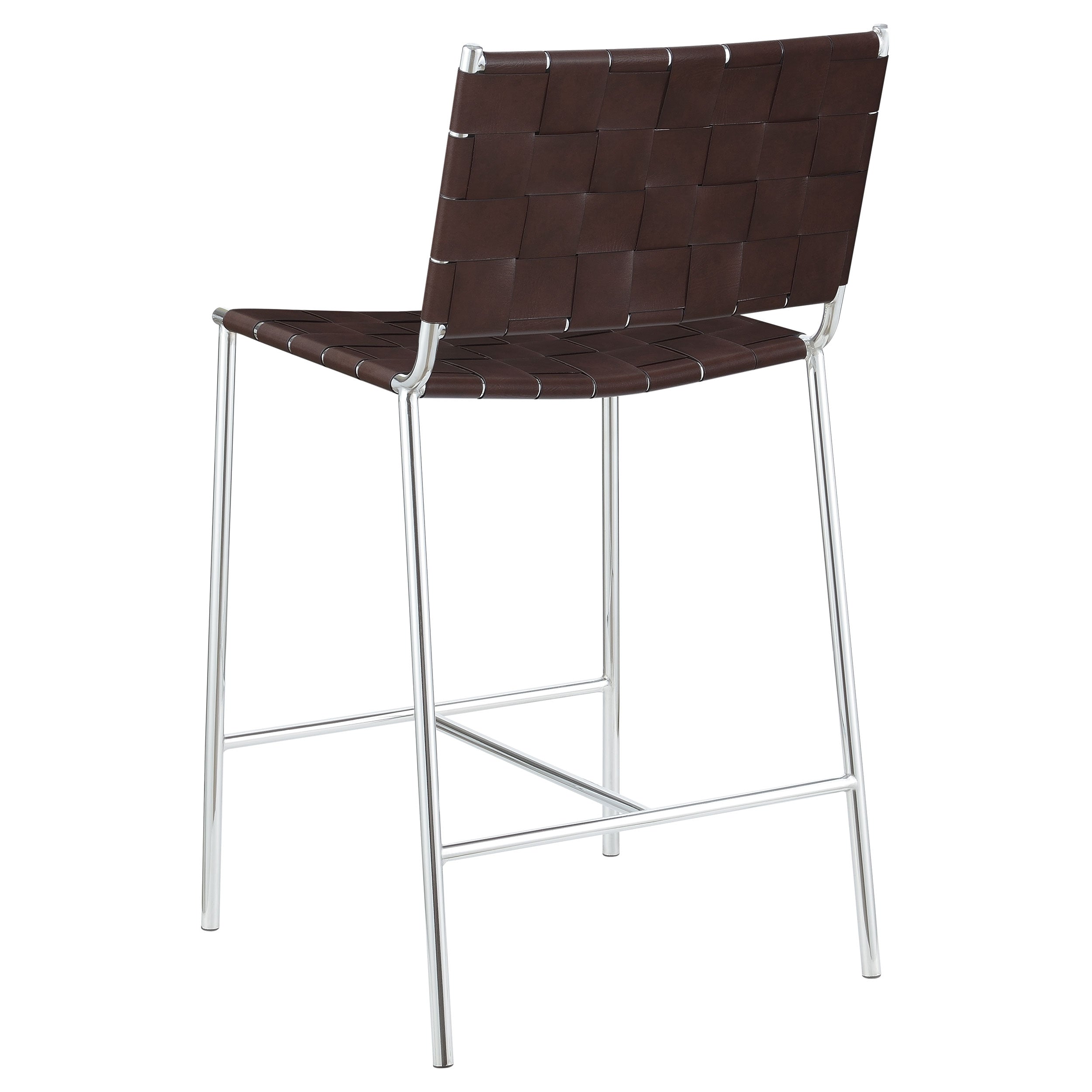 Adelaide Upholstered Counter Height Stool with Open Back Brown and Chrome