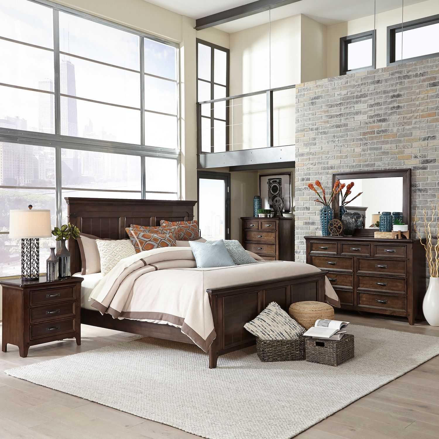 Analeah Queen Panel Bed, Dresser & Mirror, Chest, Night Stand