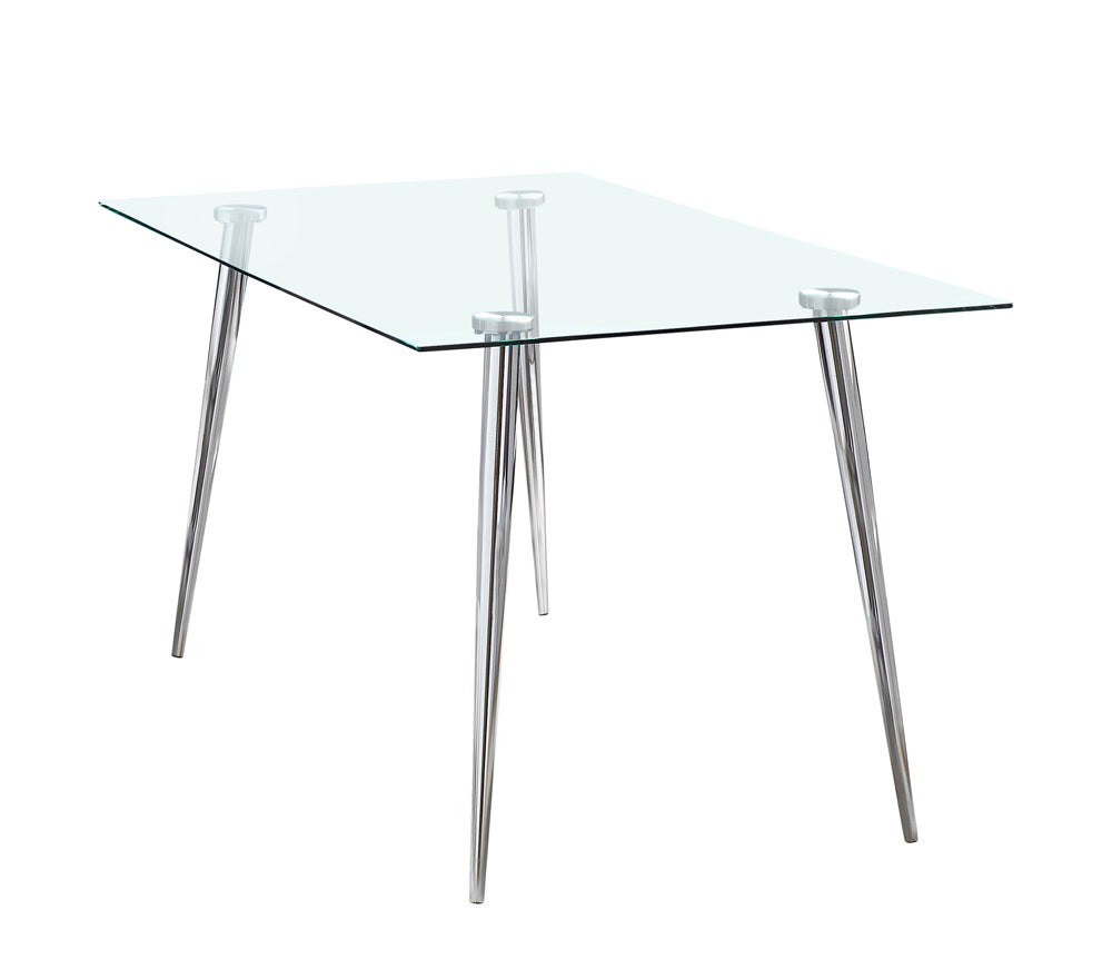 Gilman Rectangle Glass Top Dining Table Dining Table Silver