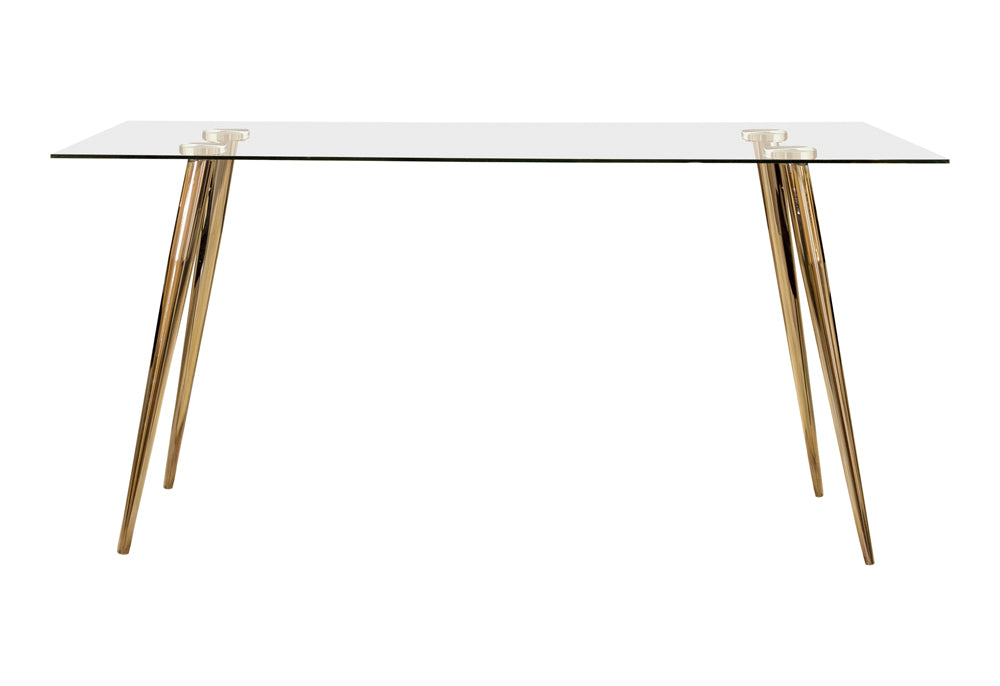 Gilman Rectangle Glass Top Dining Table Dining Table Gold