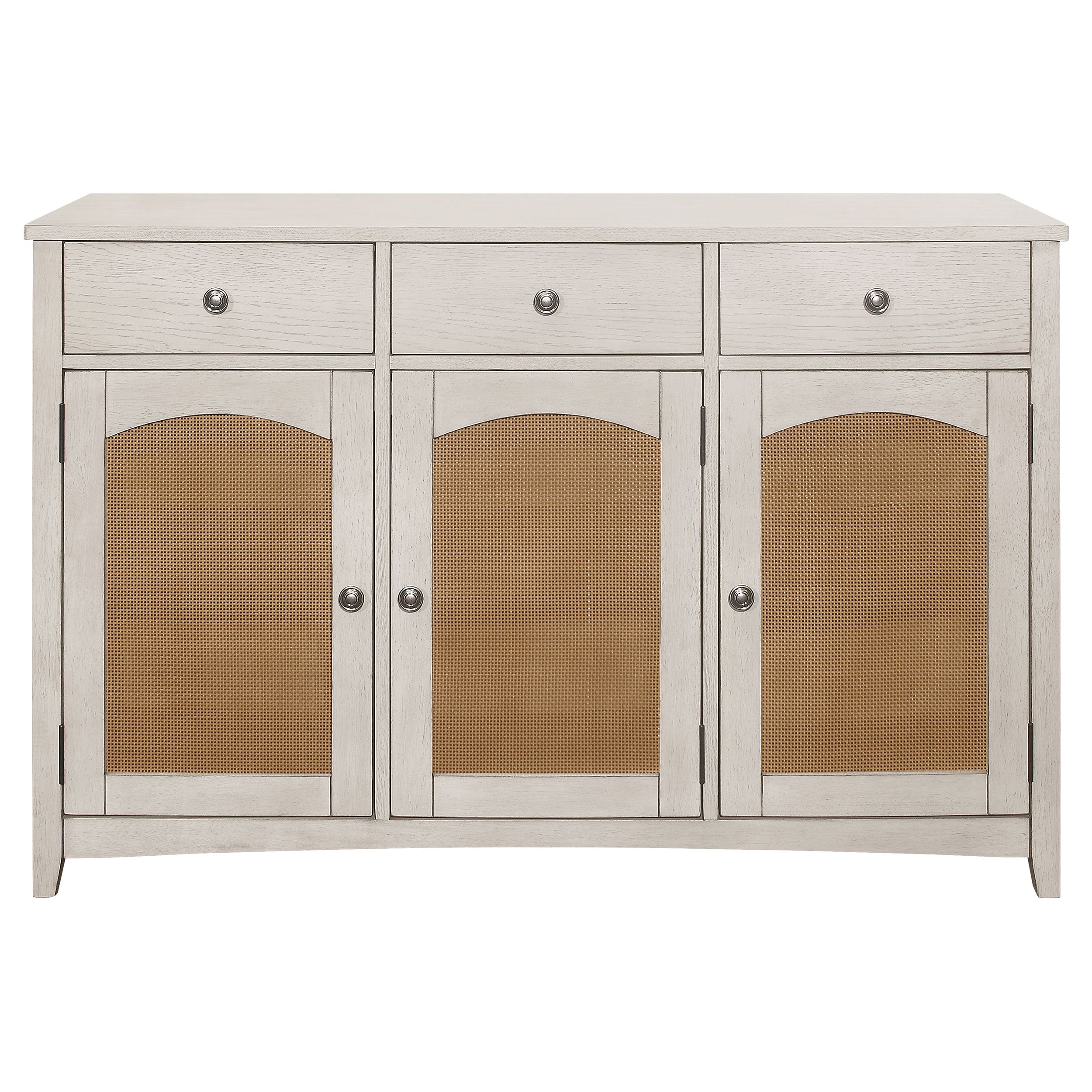 Kirby 3-drawer Rectangular Server with Adjustable Shelves Natural and Rustic Off White