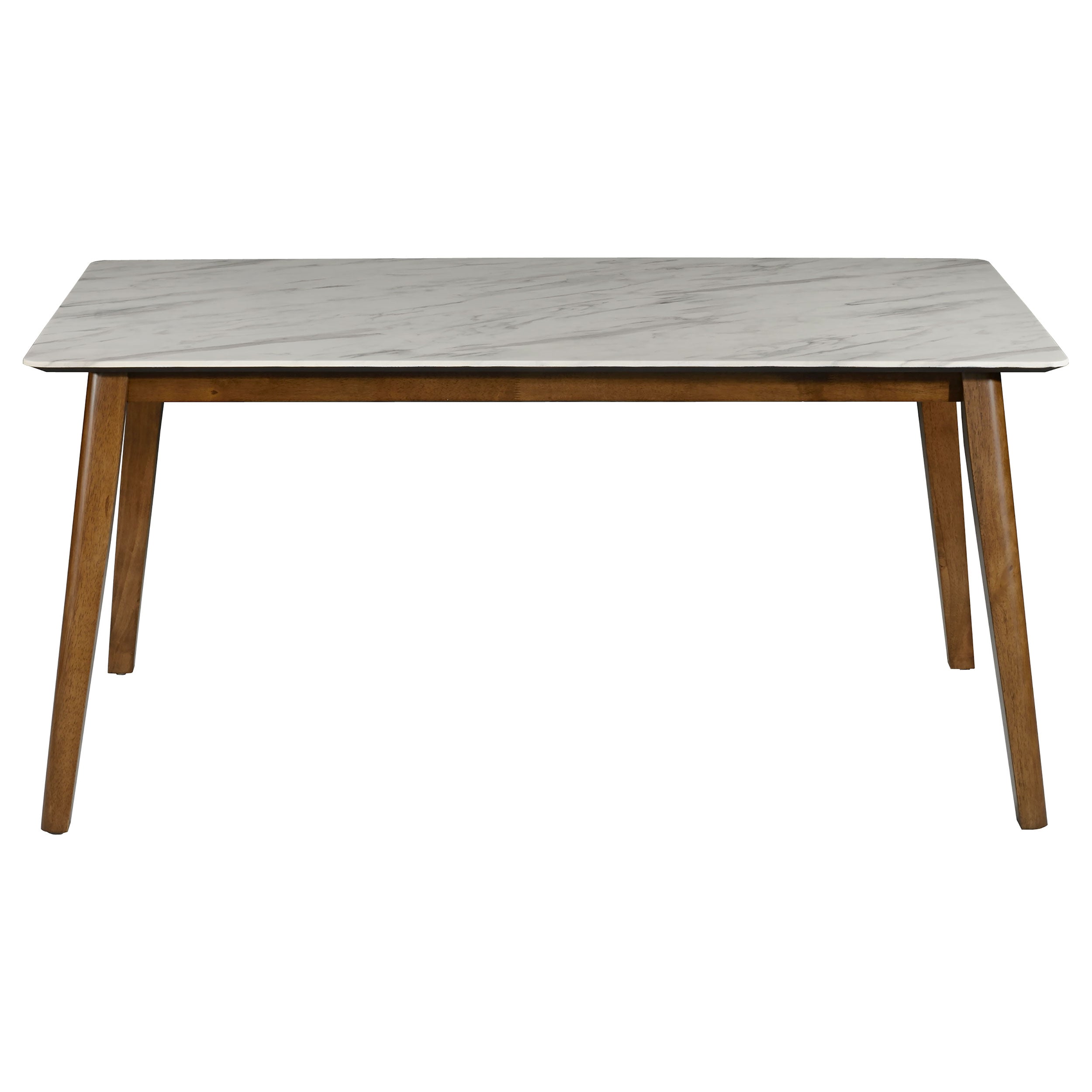 Everett Faux Marble Top Dining Table Natural Walnut and White