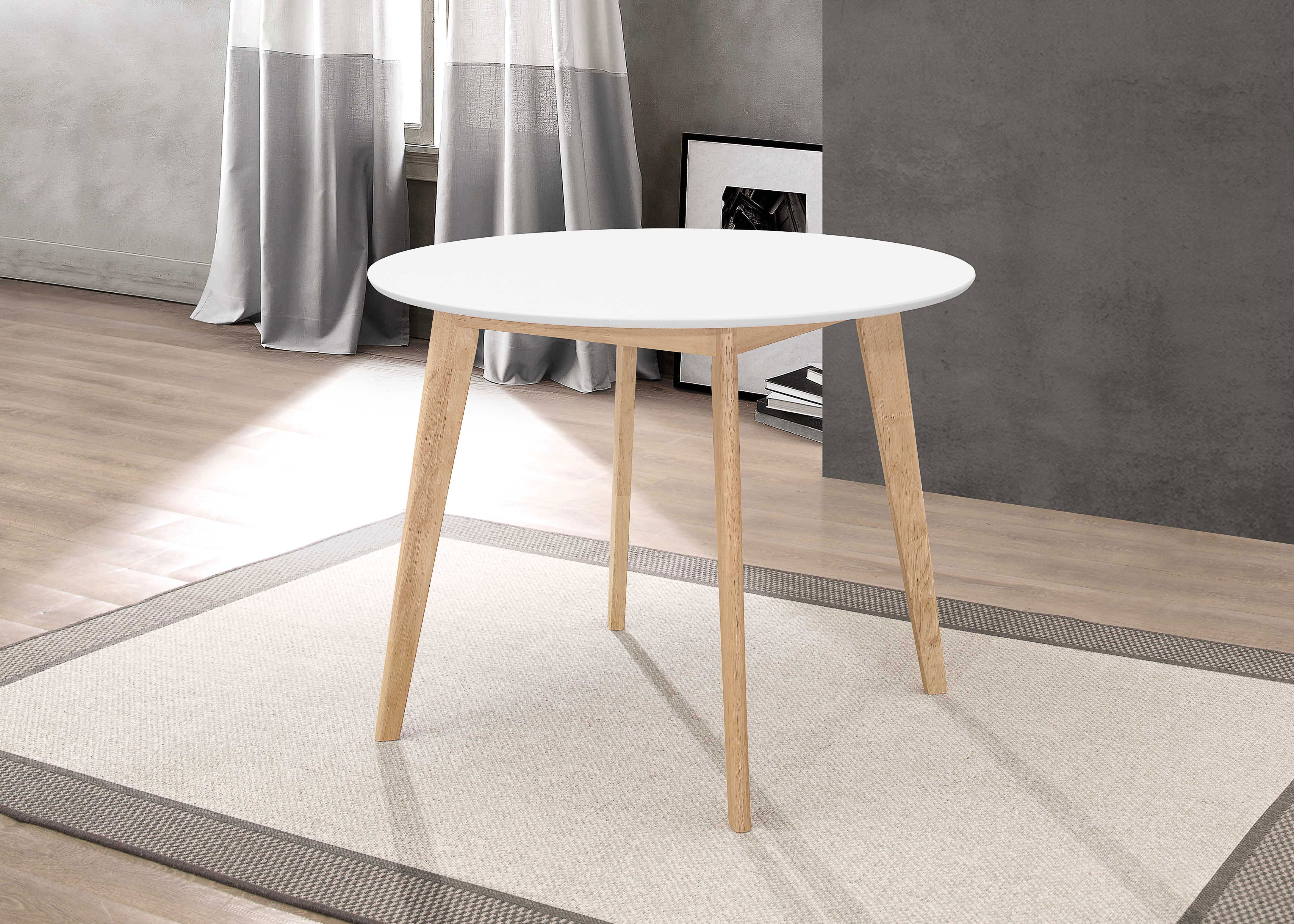 Breckenridge Round Dining Table Matte White and Natural Oak