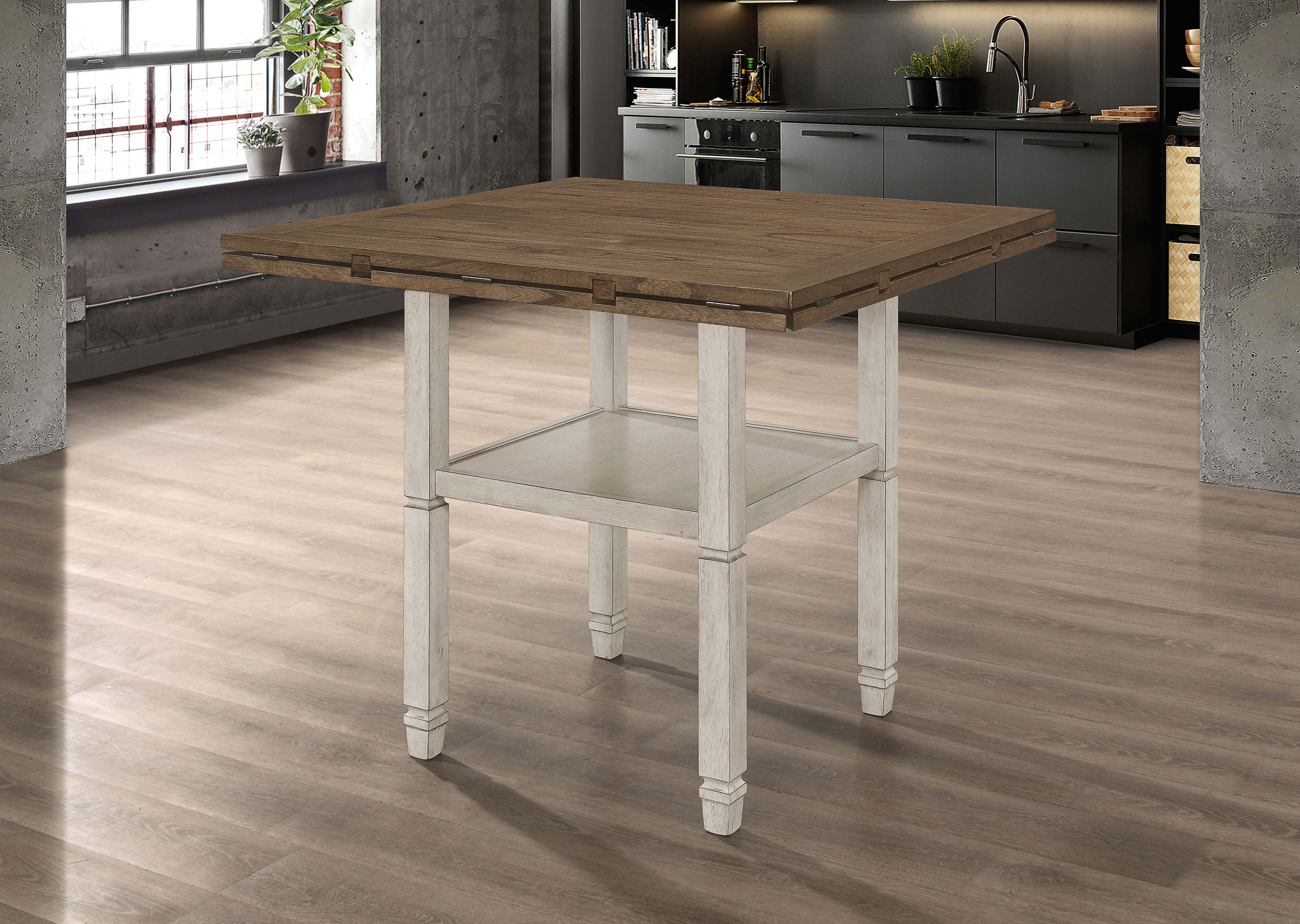 Sarasota Counter Height Table with Shelf Storage Nutmeg and Rustic Cream