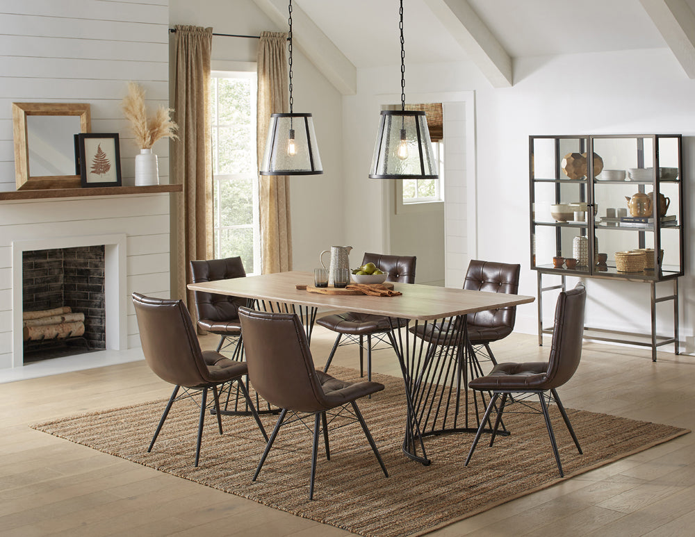 Altus Swirl Base Dining Table Natural Oak and Gunmetal