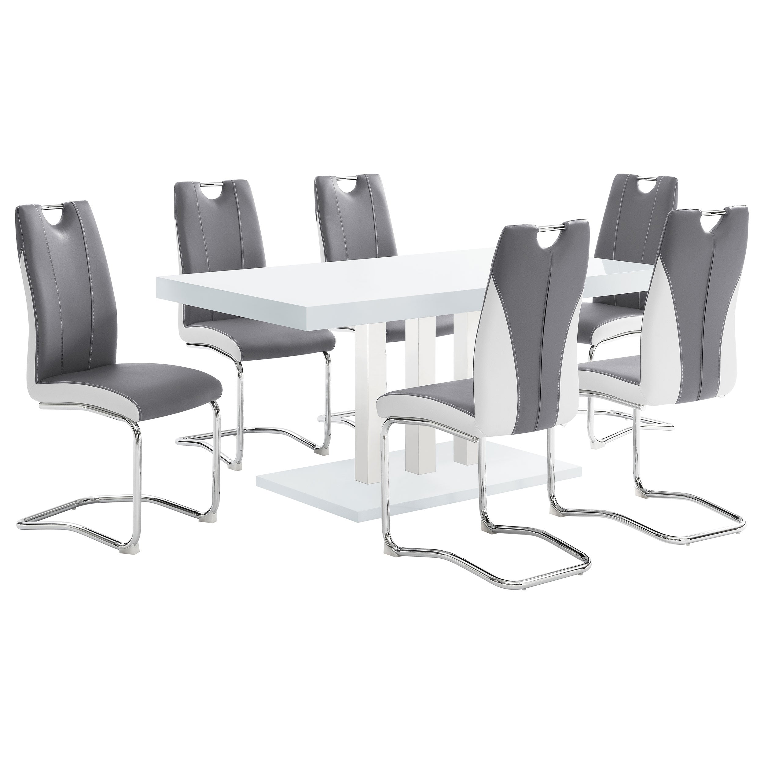 Brooklyn Rectangular Dining Table White High Gloss and Chrome