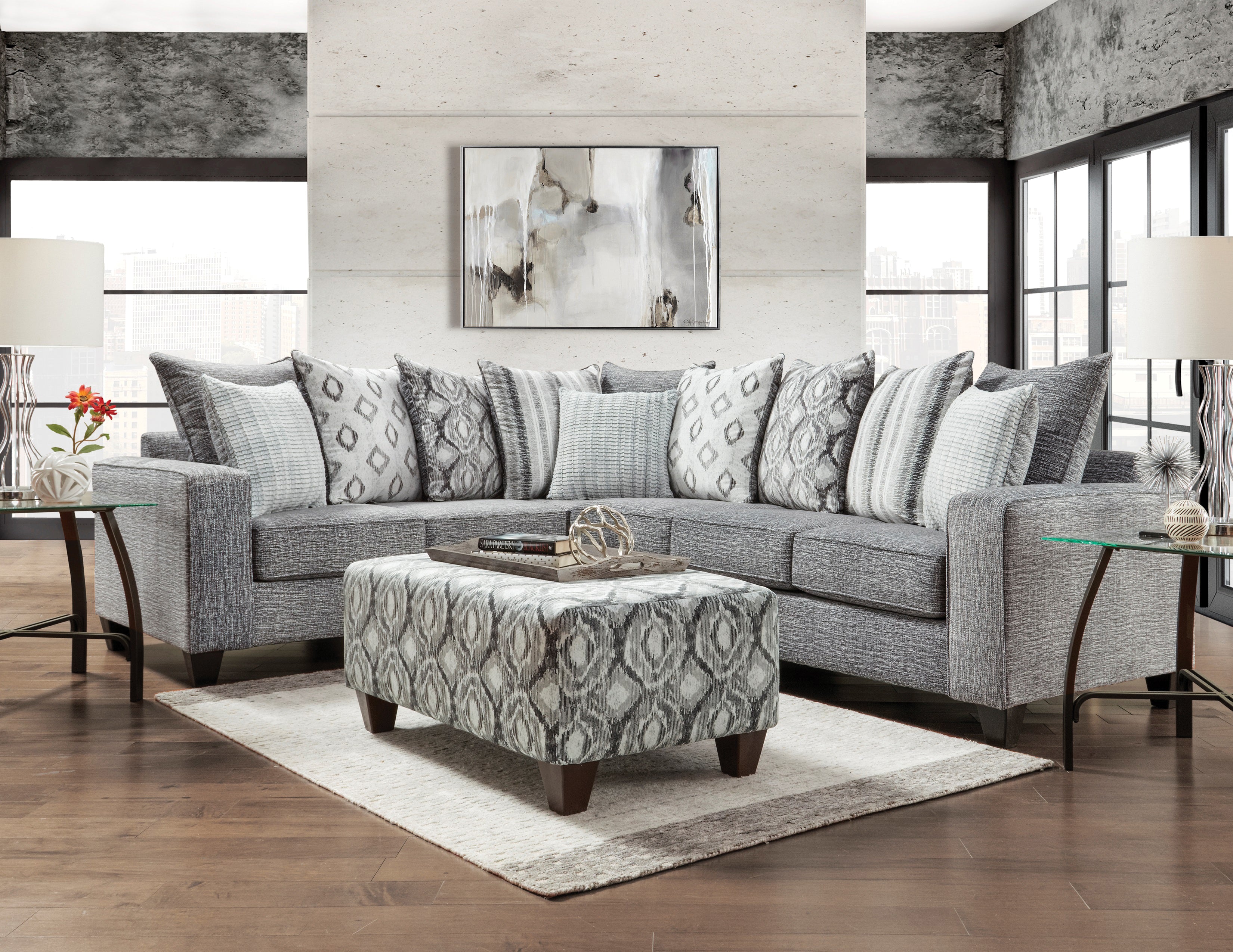 Matteus Contemporary Sectional with Ottoman