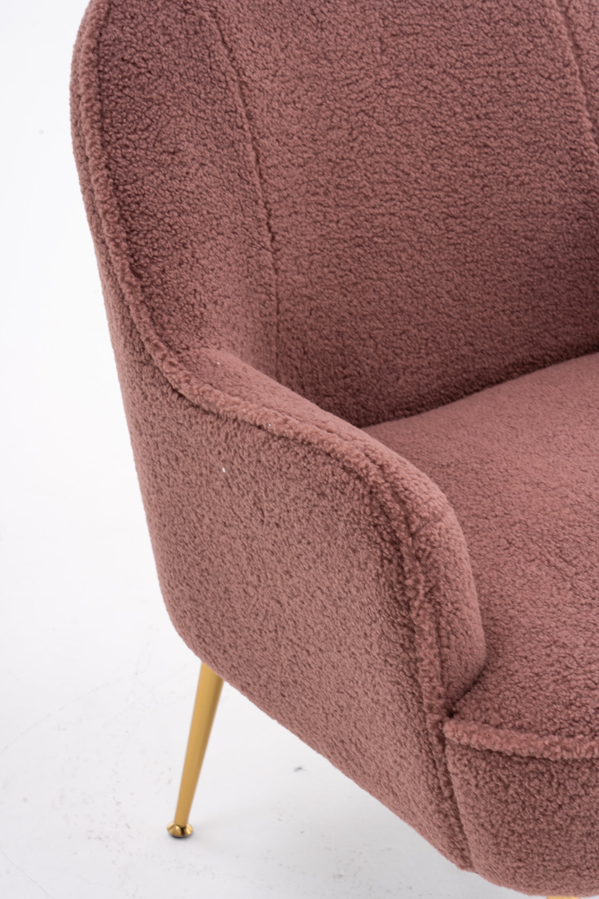 001-Modern Soft Teddy Fabric Accent Chair With Gold Metal Legs For Indoor,Red