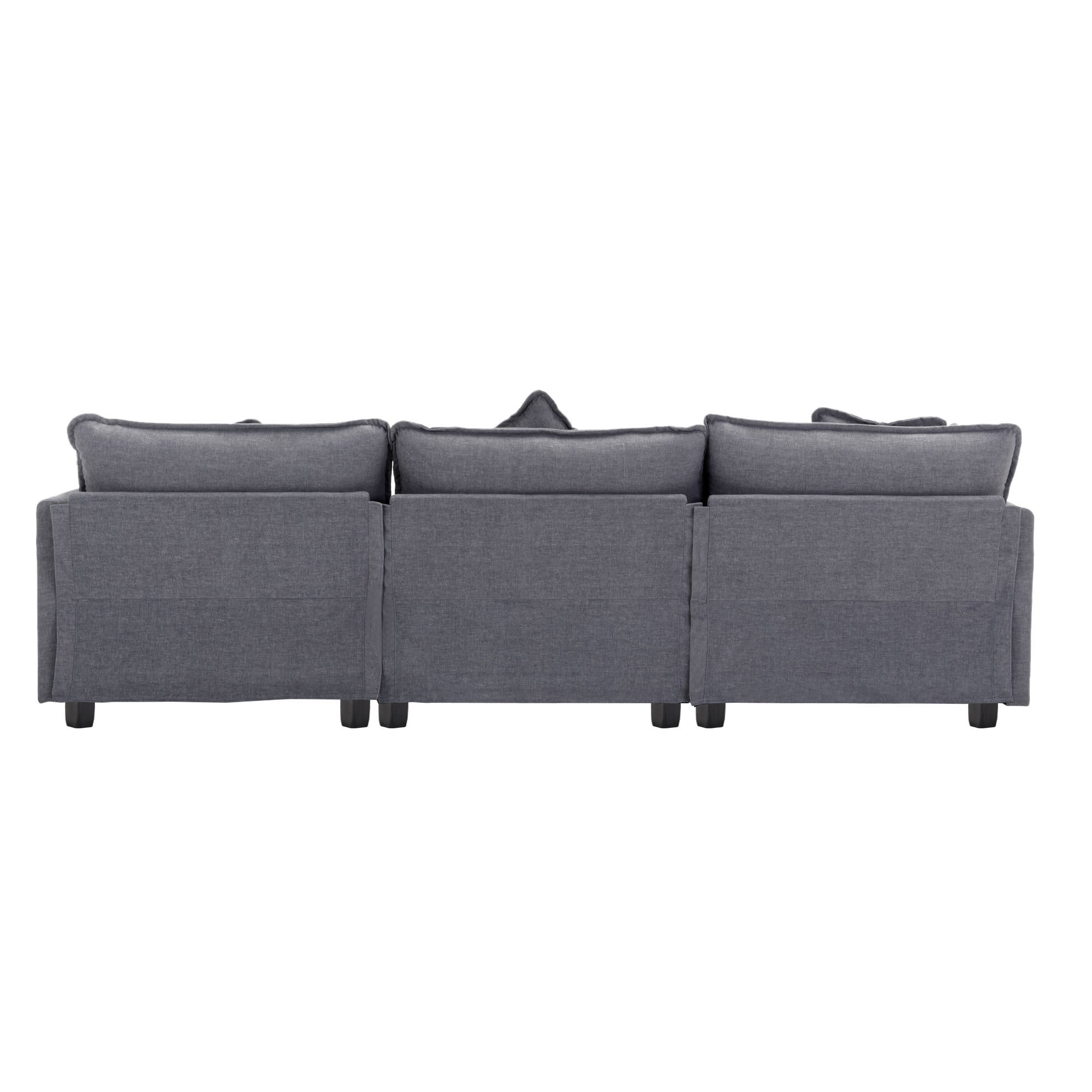 112.2" L-Shape Chenille Upholstered Sofa for Living Room Modern Luxury Sofa Couch with Ottoman, 5 Pillows, Gray