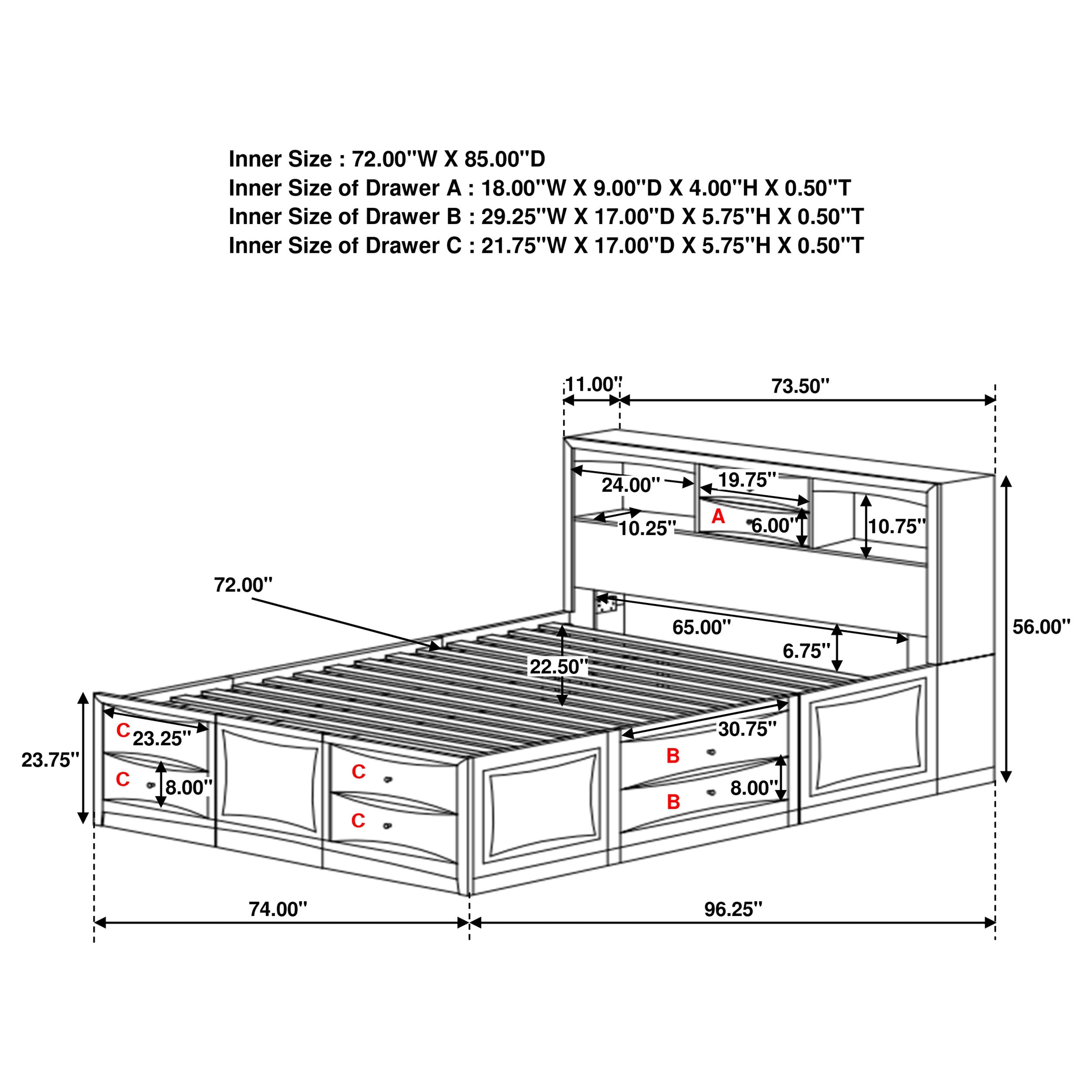 Phoenix 10-drawer California King Bed Deep Cappuccino