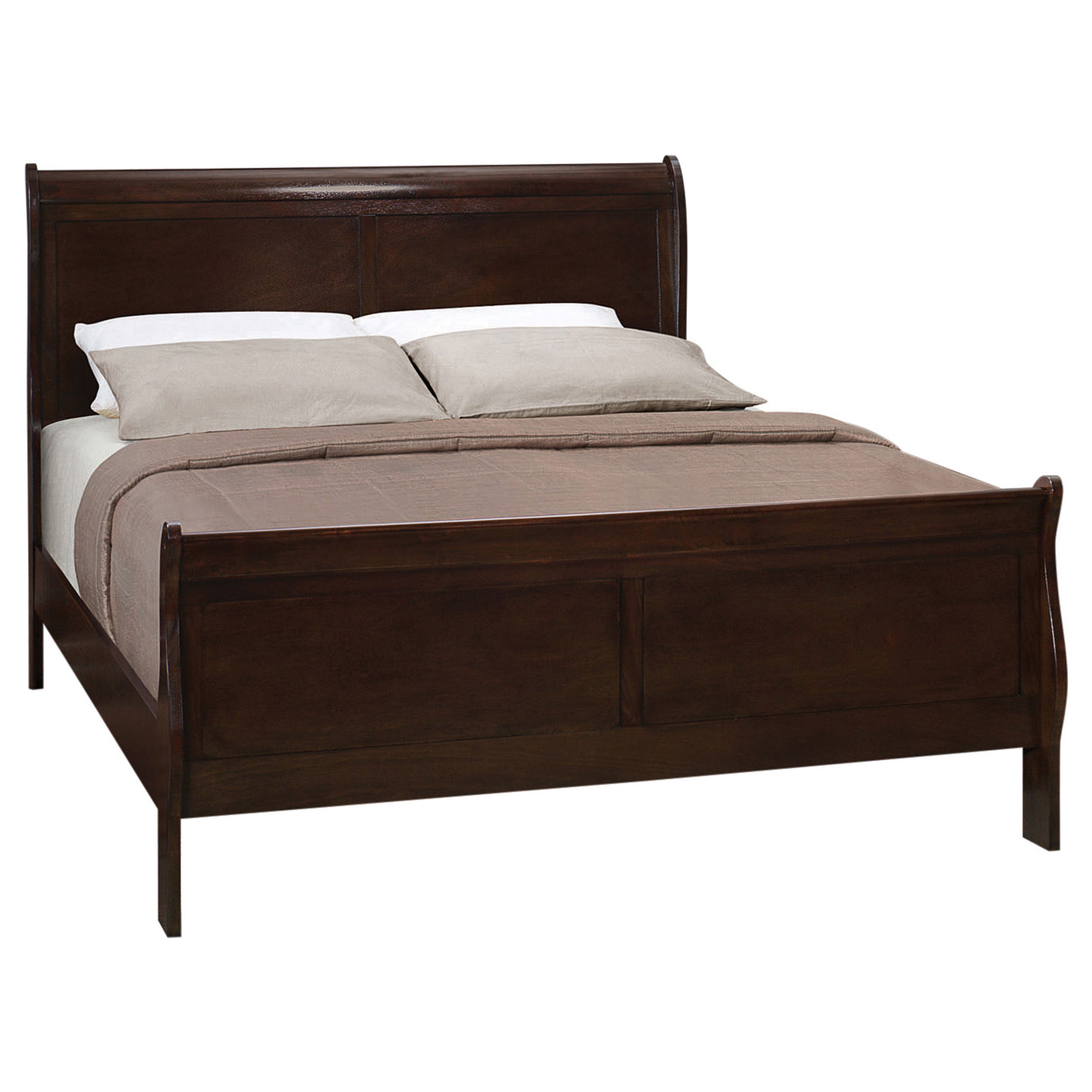 Louis Philippe Eastern King Panel Sleigh Bed Cappuccino