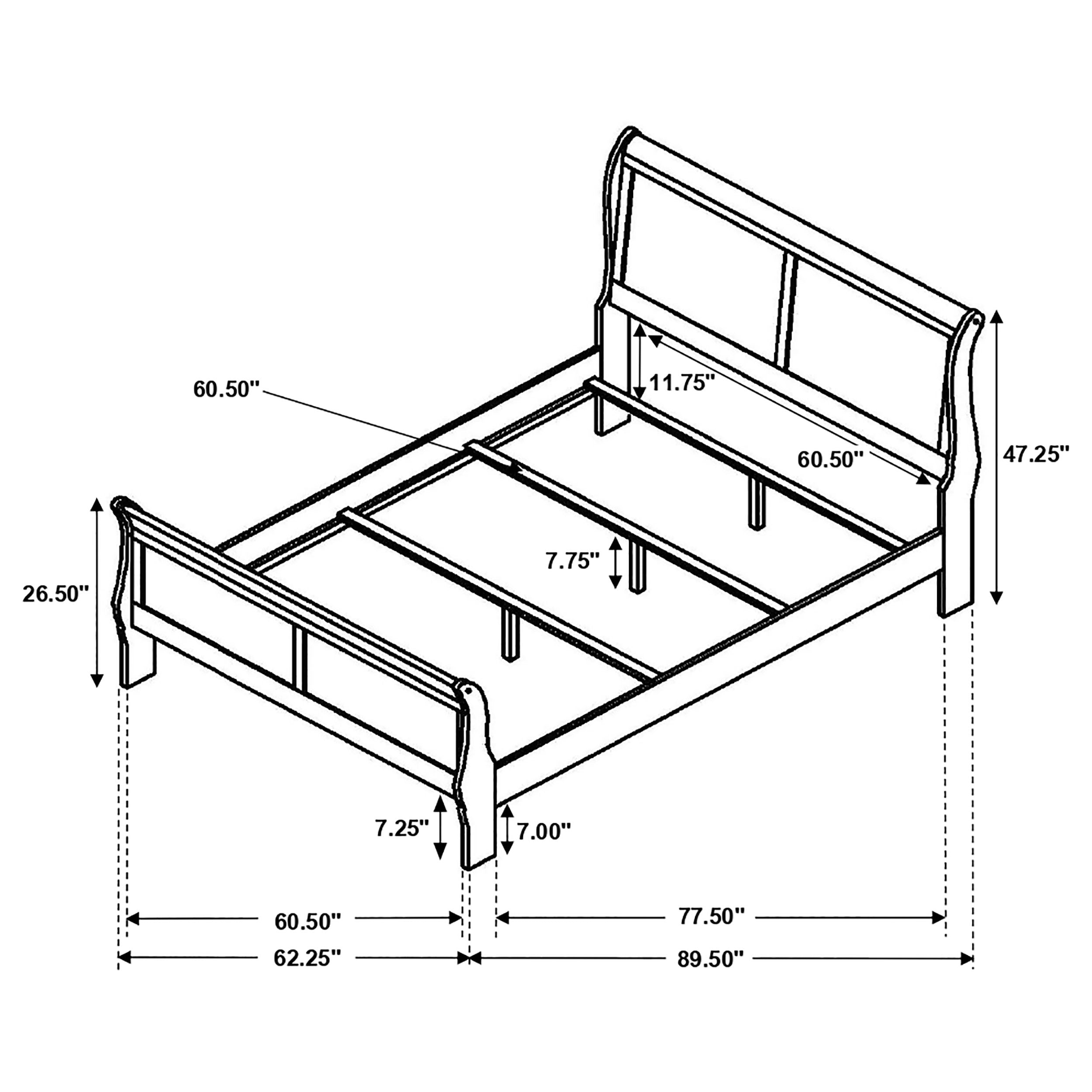 Louis Philippe Queen Panel Sleigh Bed Cappuccino