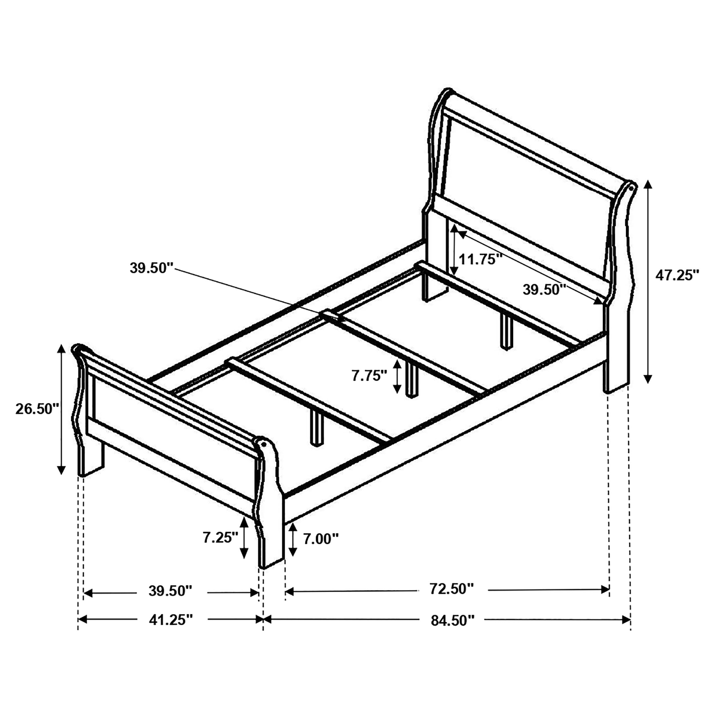 Louis Philippe Twin Panel Sleigh Bed Cappuccino