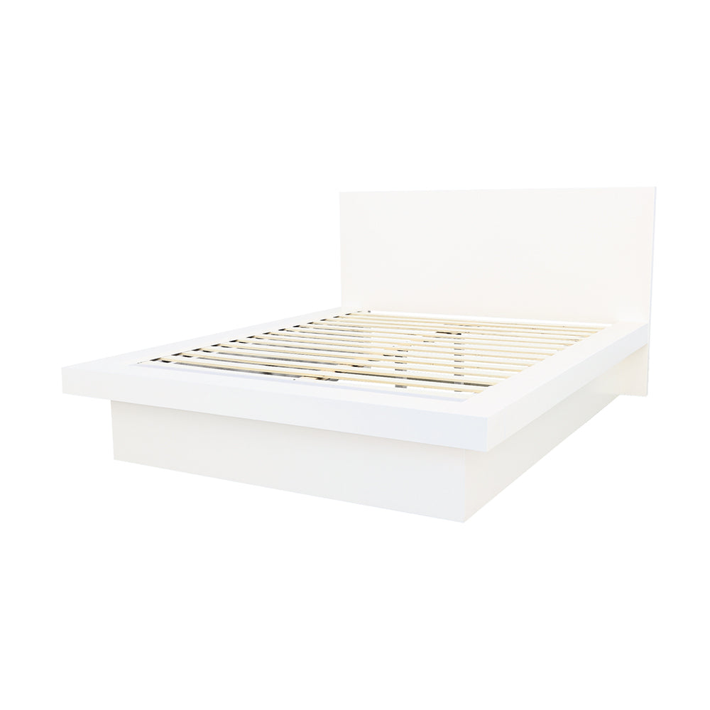 Jessica Queen Platform Bed with Rail Seating White