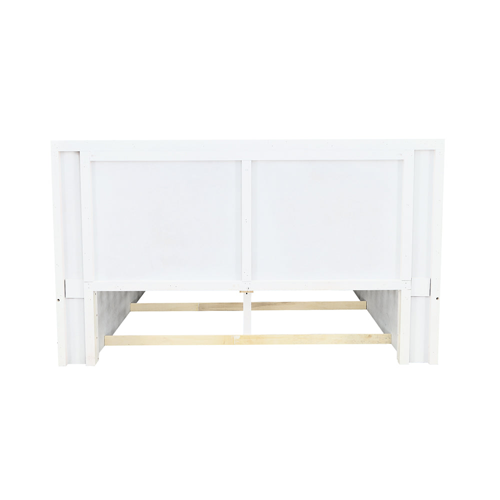 Jessica Queen Platform Bed with Rail Seating White