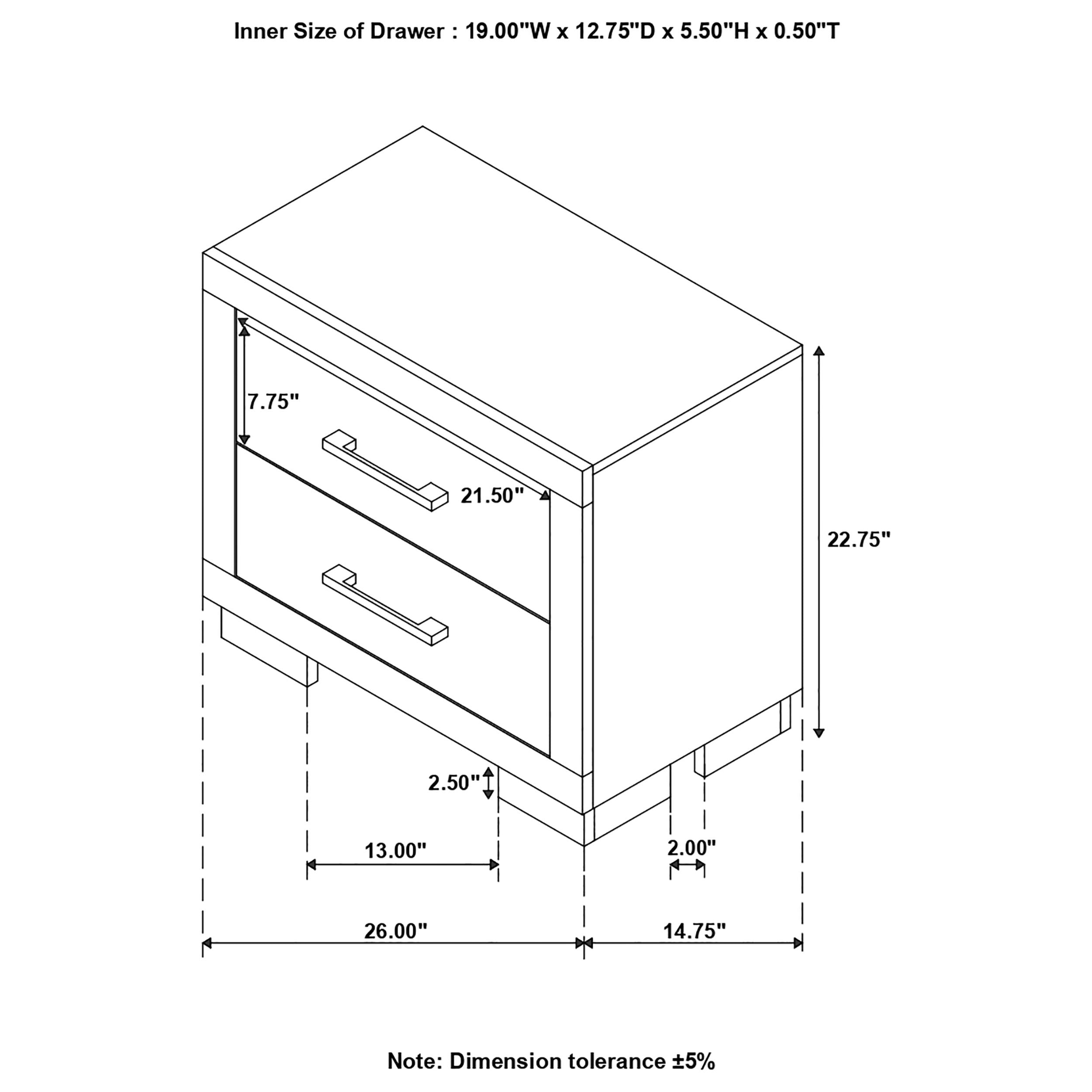 Jessica 2-drawer Nightstand White