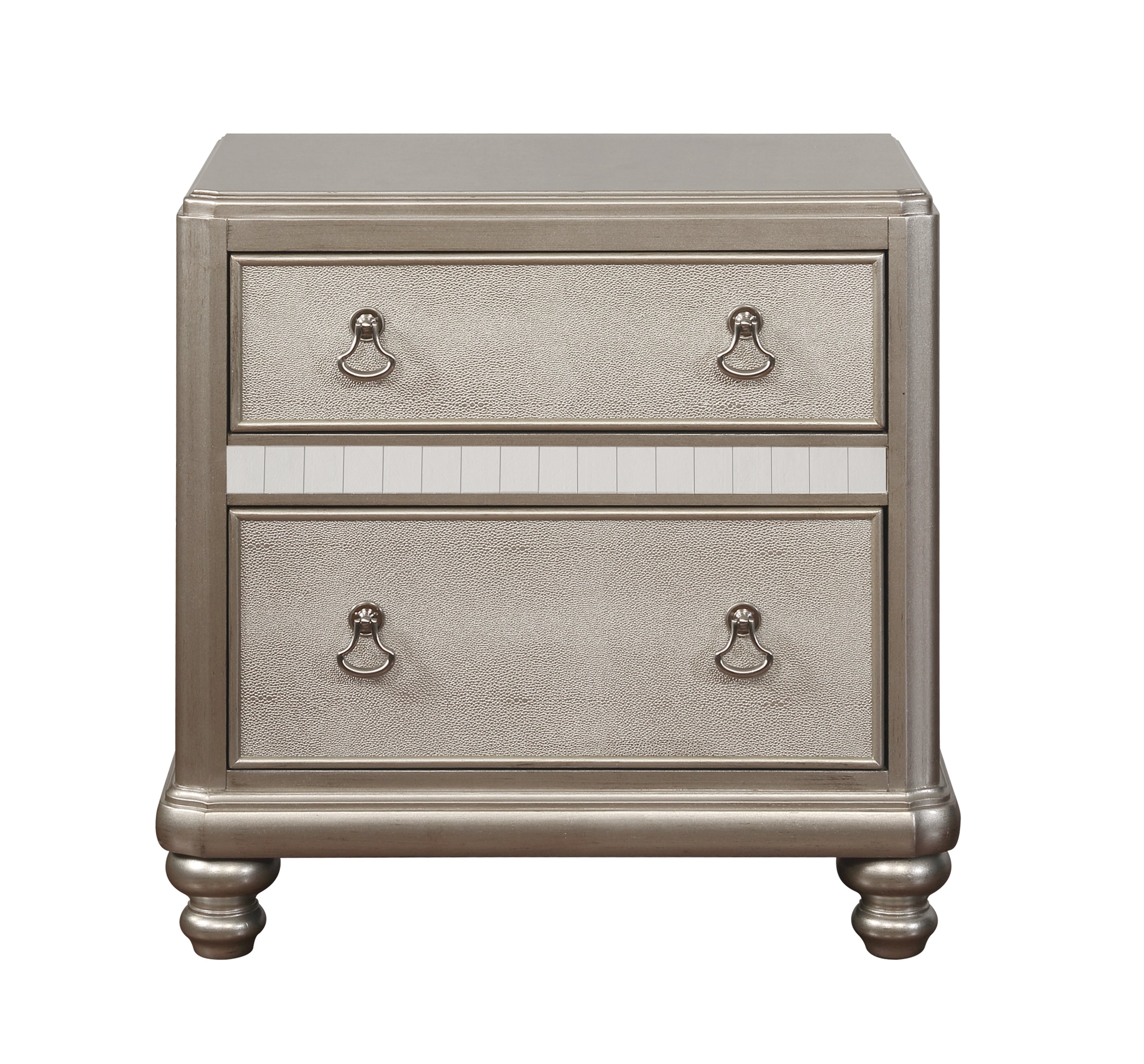 Bling Game 2-drawer Nightstand Metallic Platinum