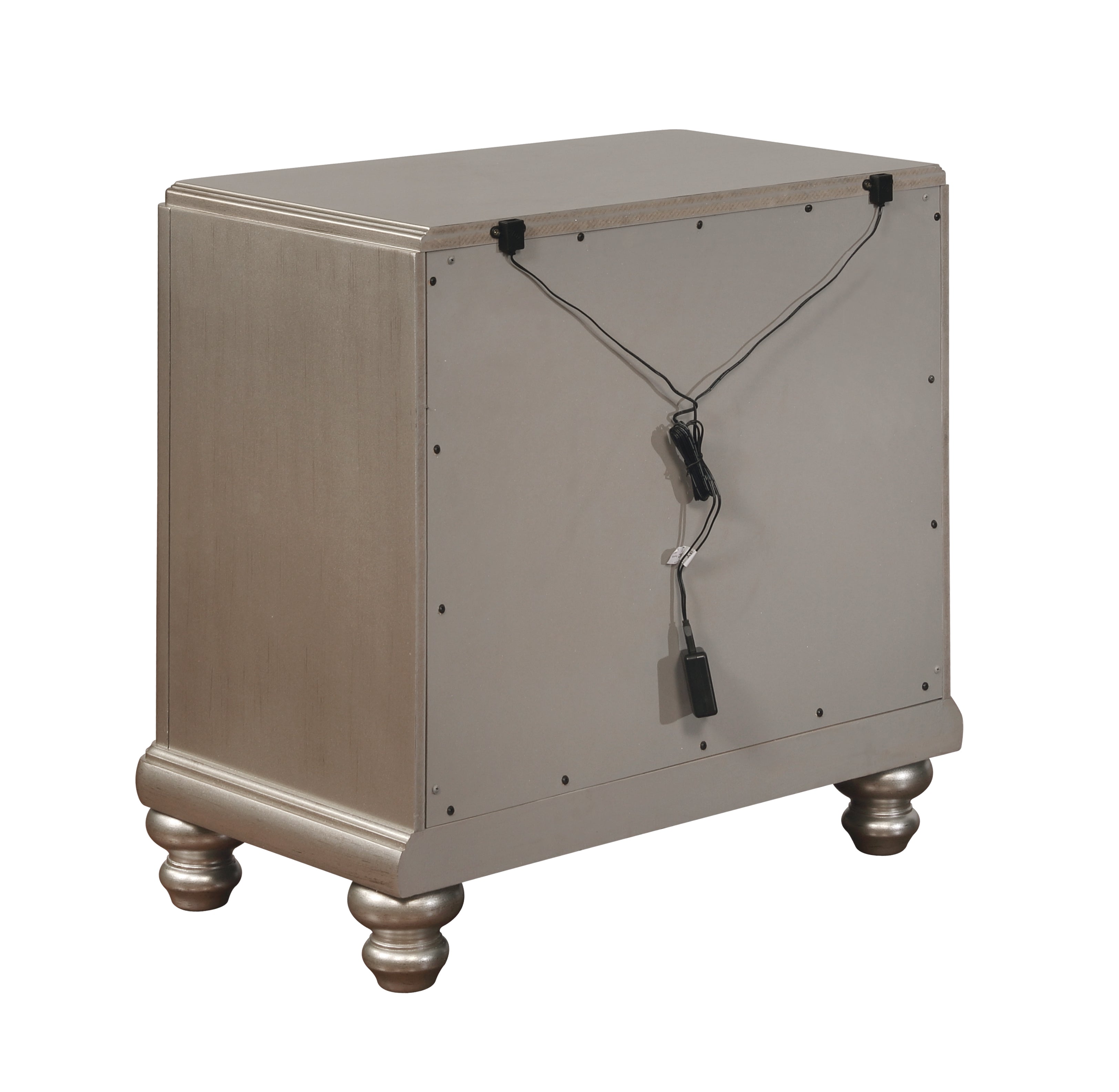 Bling Game 2-drawer Nightstand Metallic Platinum