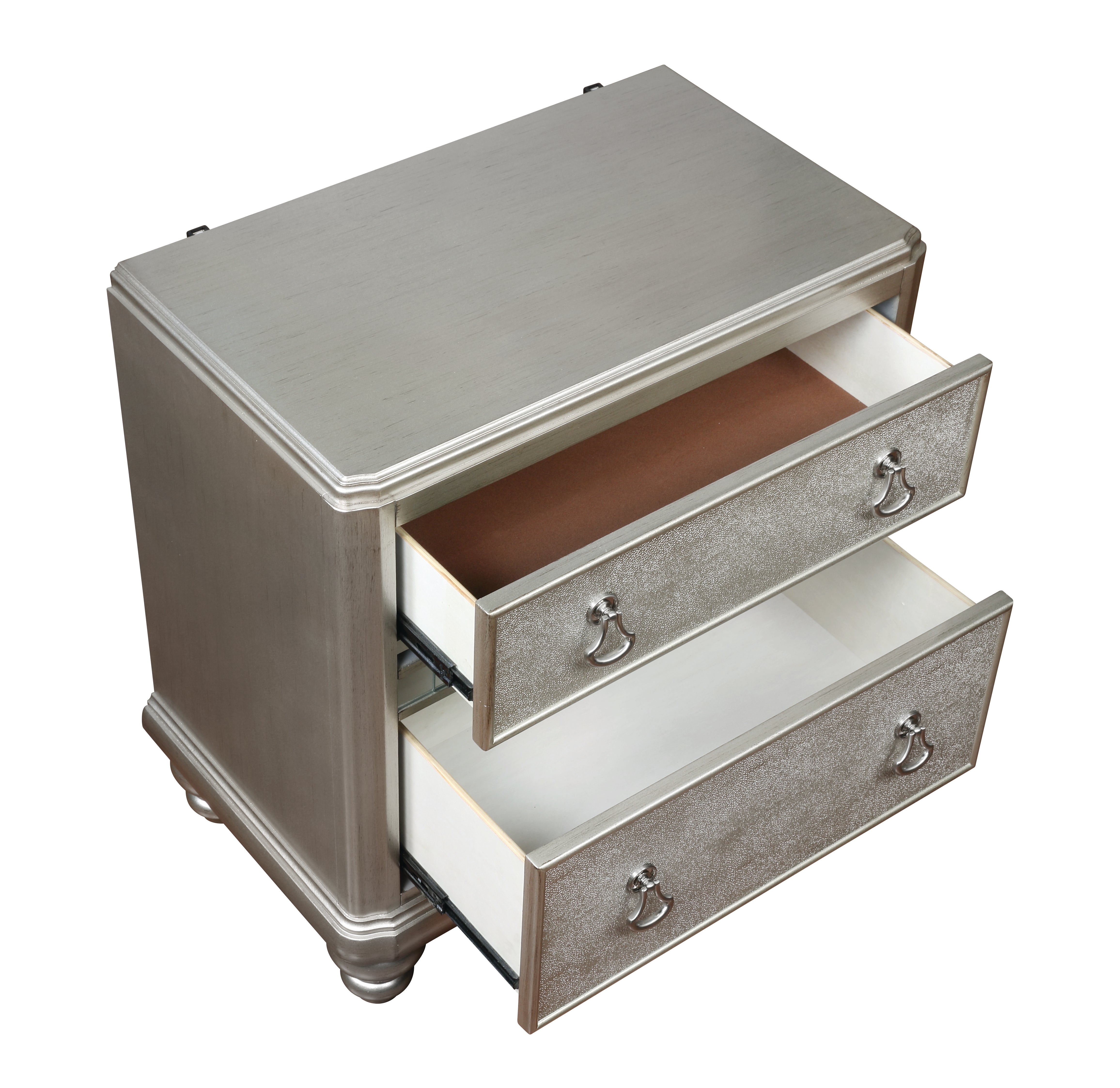 Bling Game 2-drawer Nightstand Metallic Platinum