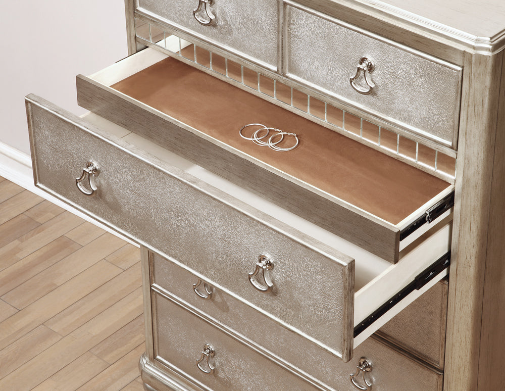 Bling Game 6-drawer Chest Metallic Platinum