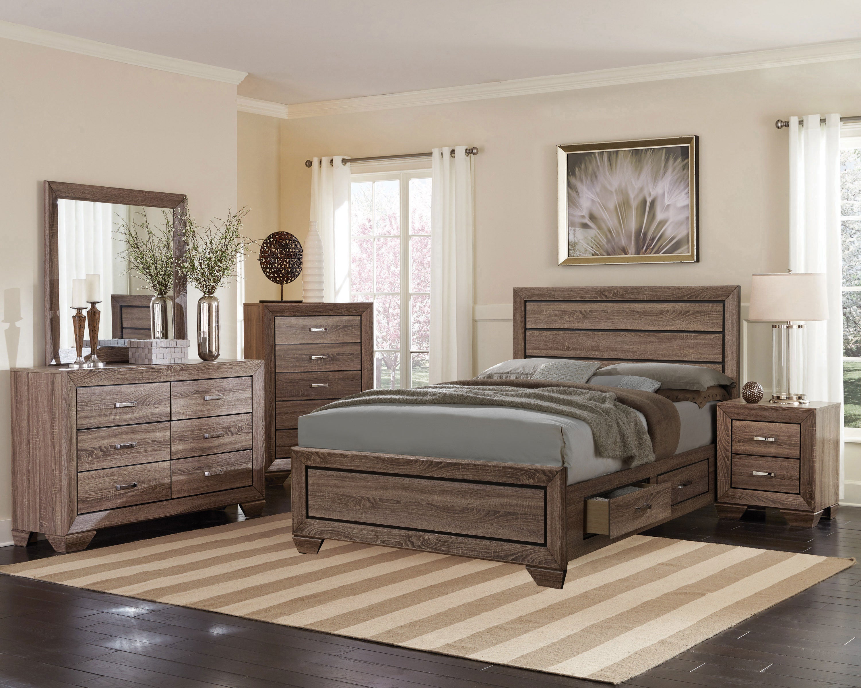 Kauffman California King Storage Bed Washed Taupe