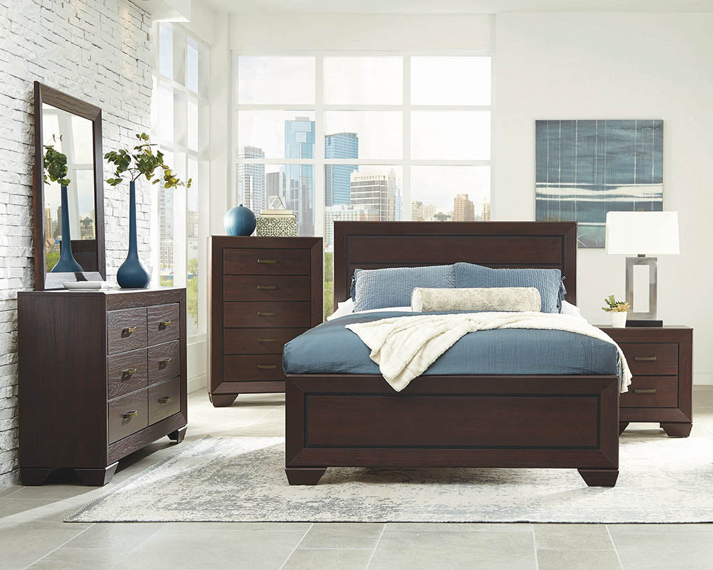 Kauffman Eastern King Panel Bed Dark Cocoa