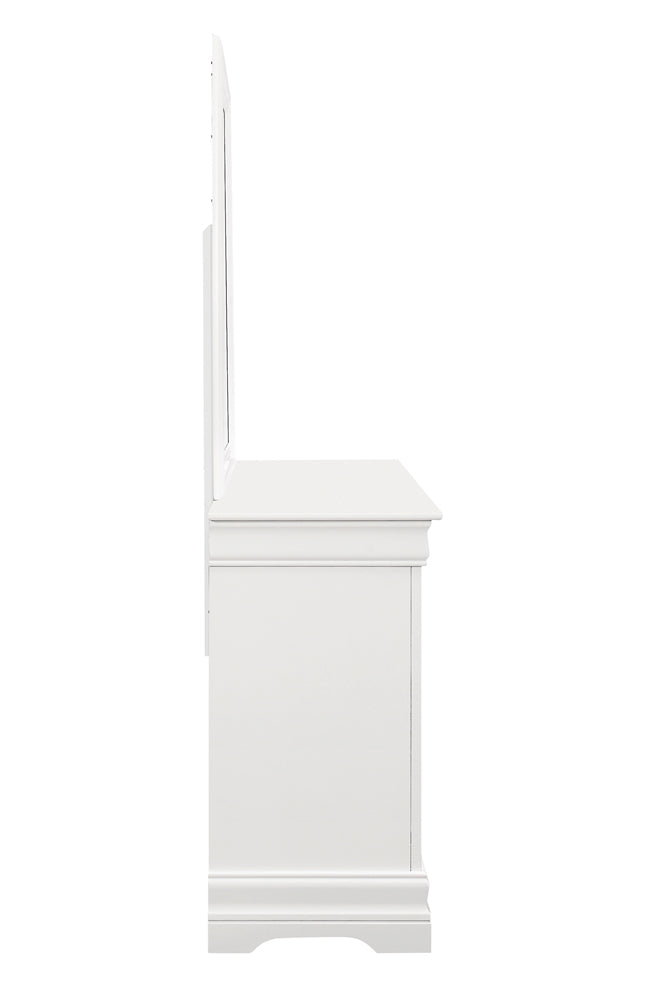 Louis Philippe Beveled Edge Square Dresser Mirror White