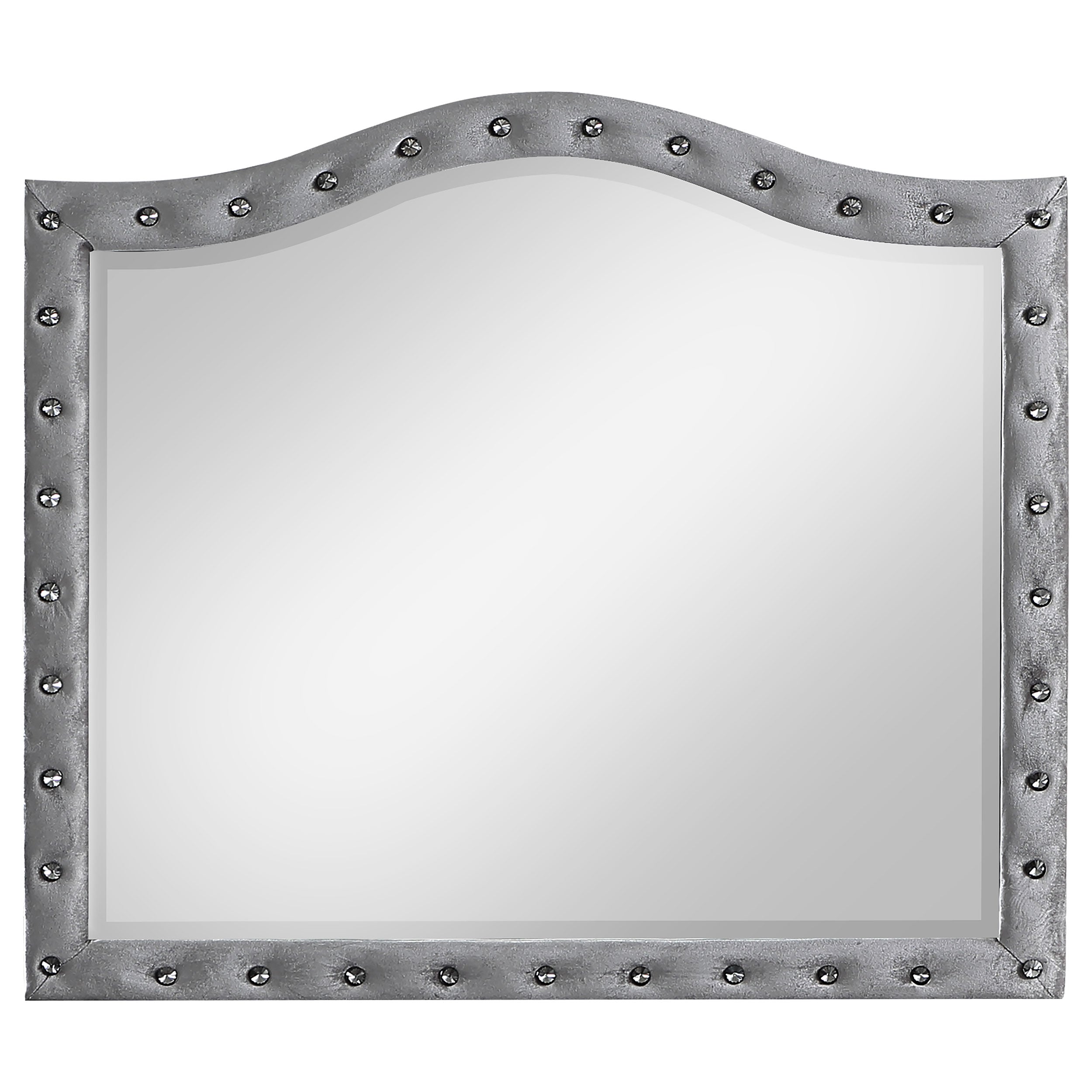 Deanna Button Tufted Dresser Mirror Grey