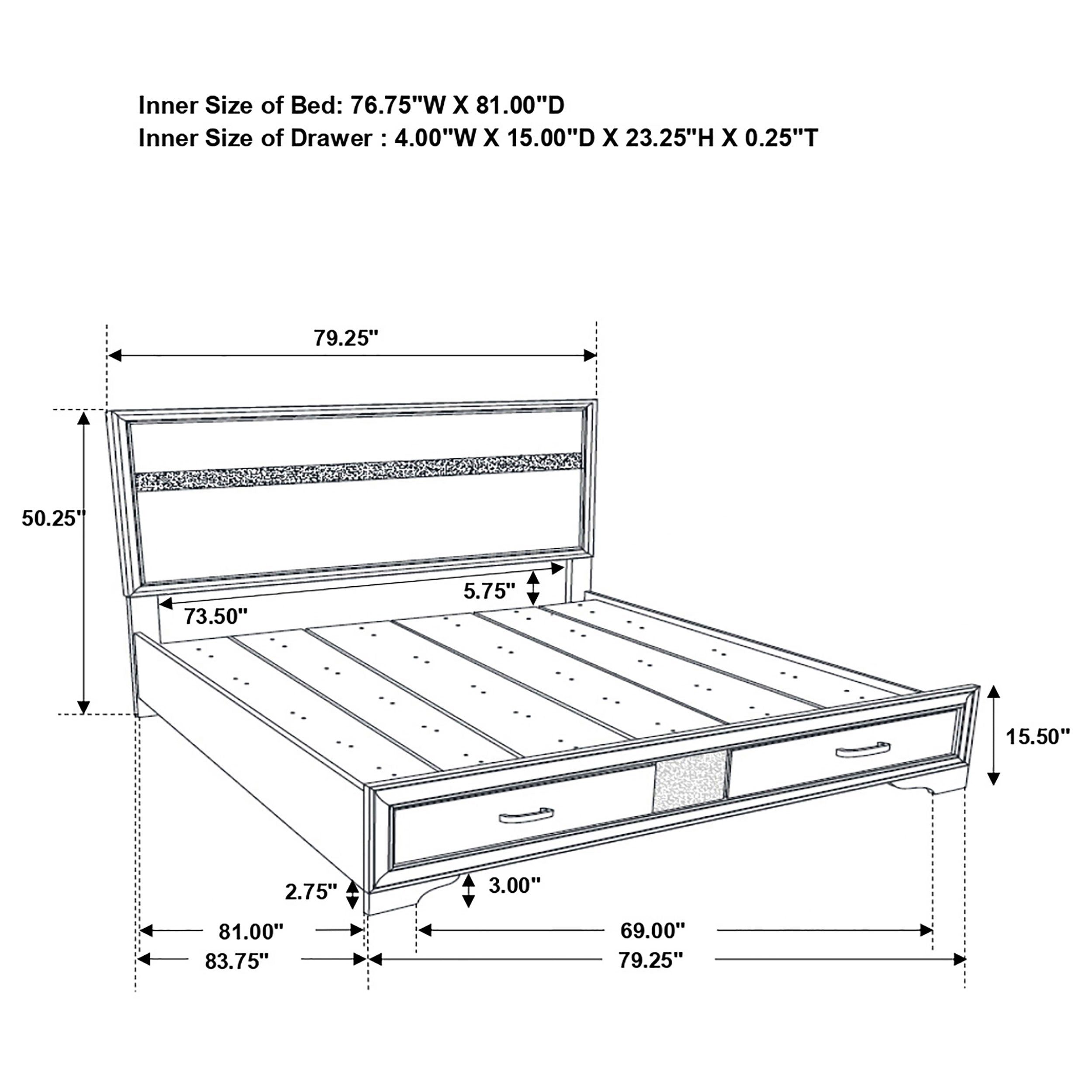 Miranda Eastern King 2-drawer Storage Bed White