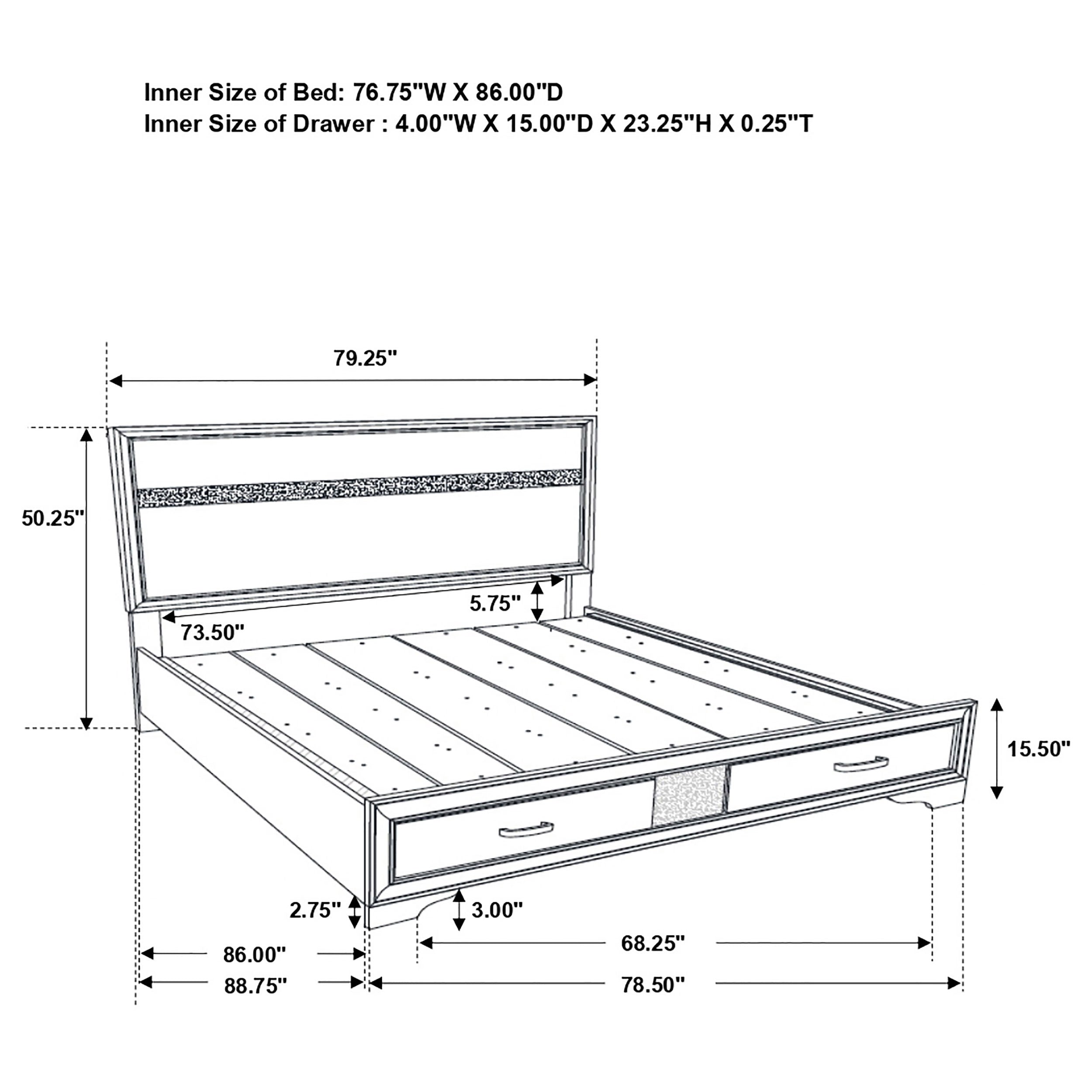 Miranda California King 2-drawer Storage Bed White